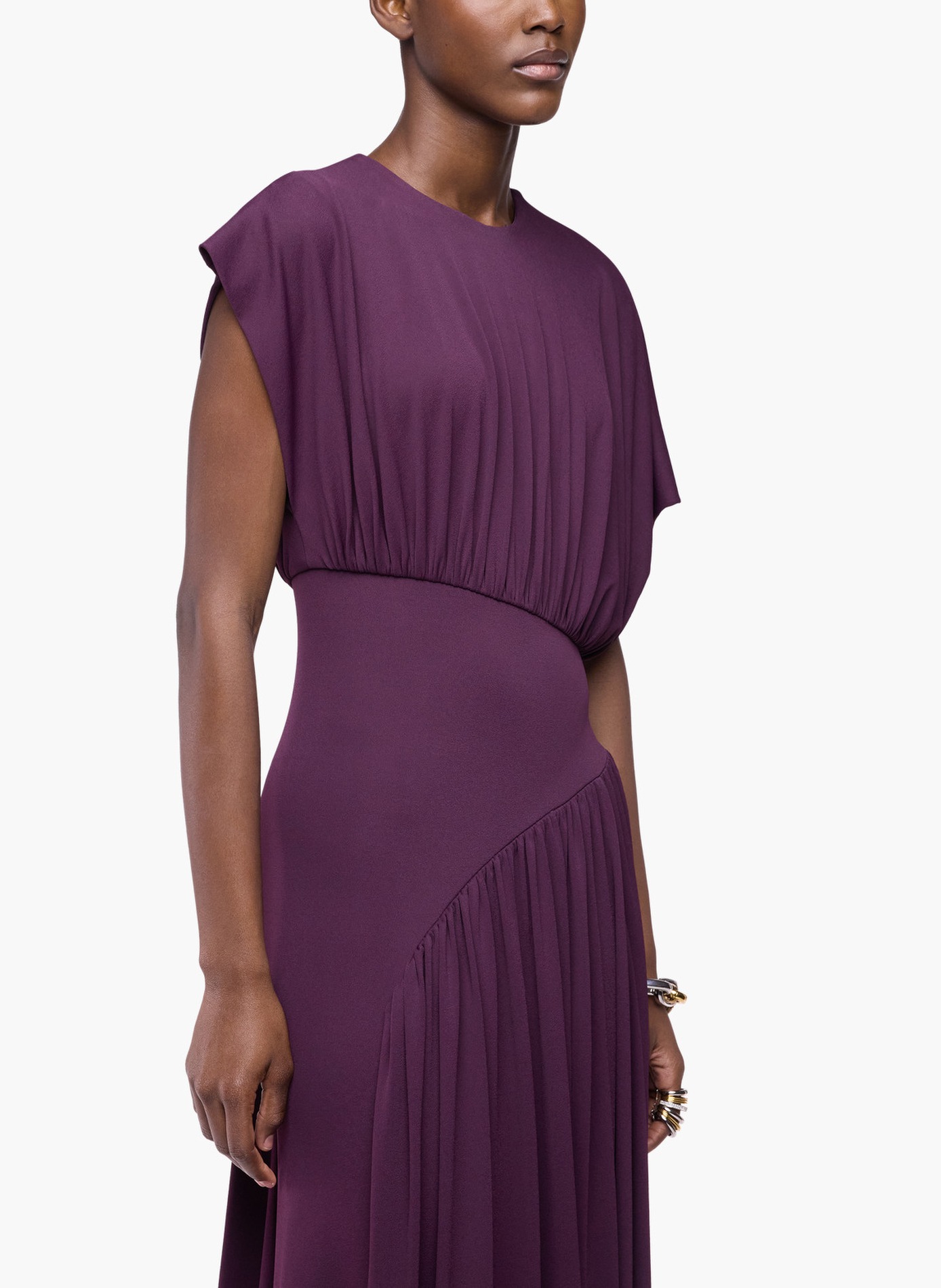 Longue robe asymétrique avec détails froncés RABANNE Violet