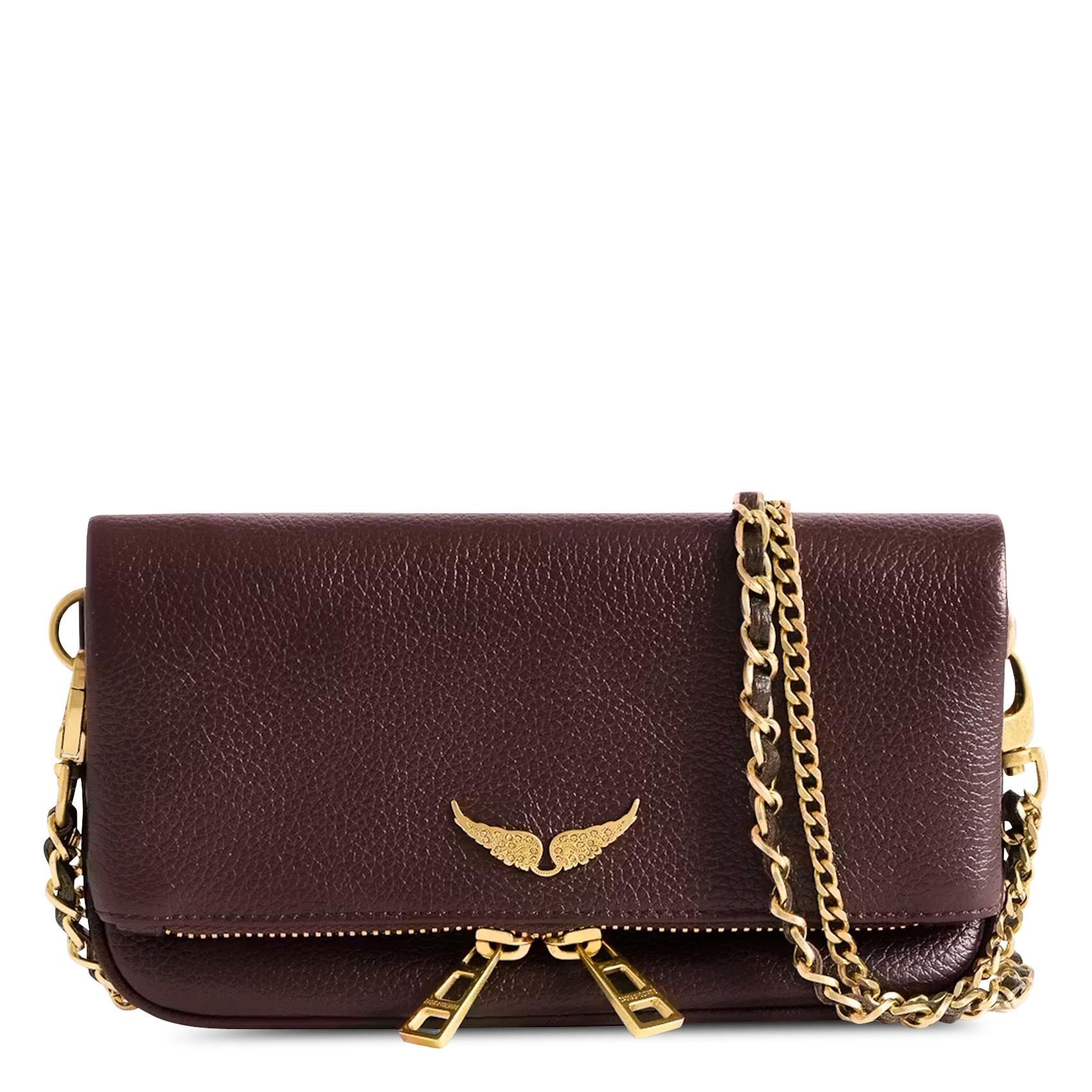 Pochette à rabat bandoulière en cuir rock mini ZADIG&VOLTAIRE Violet