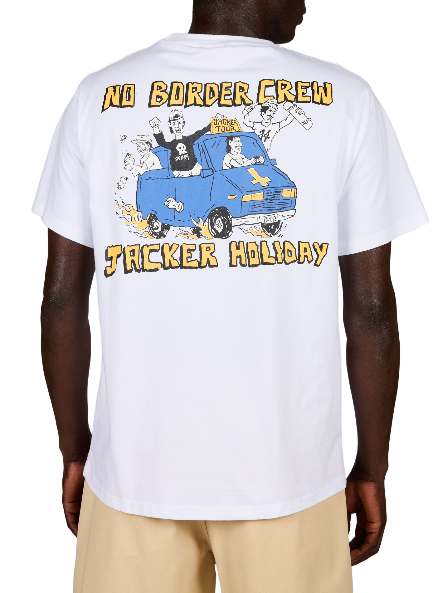 Bedrucktes gerades Baumwoll-T-Shirt JACKER. Weiss