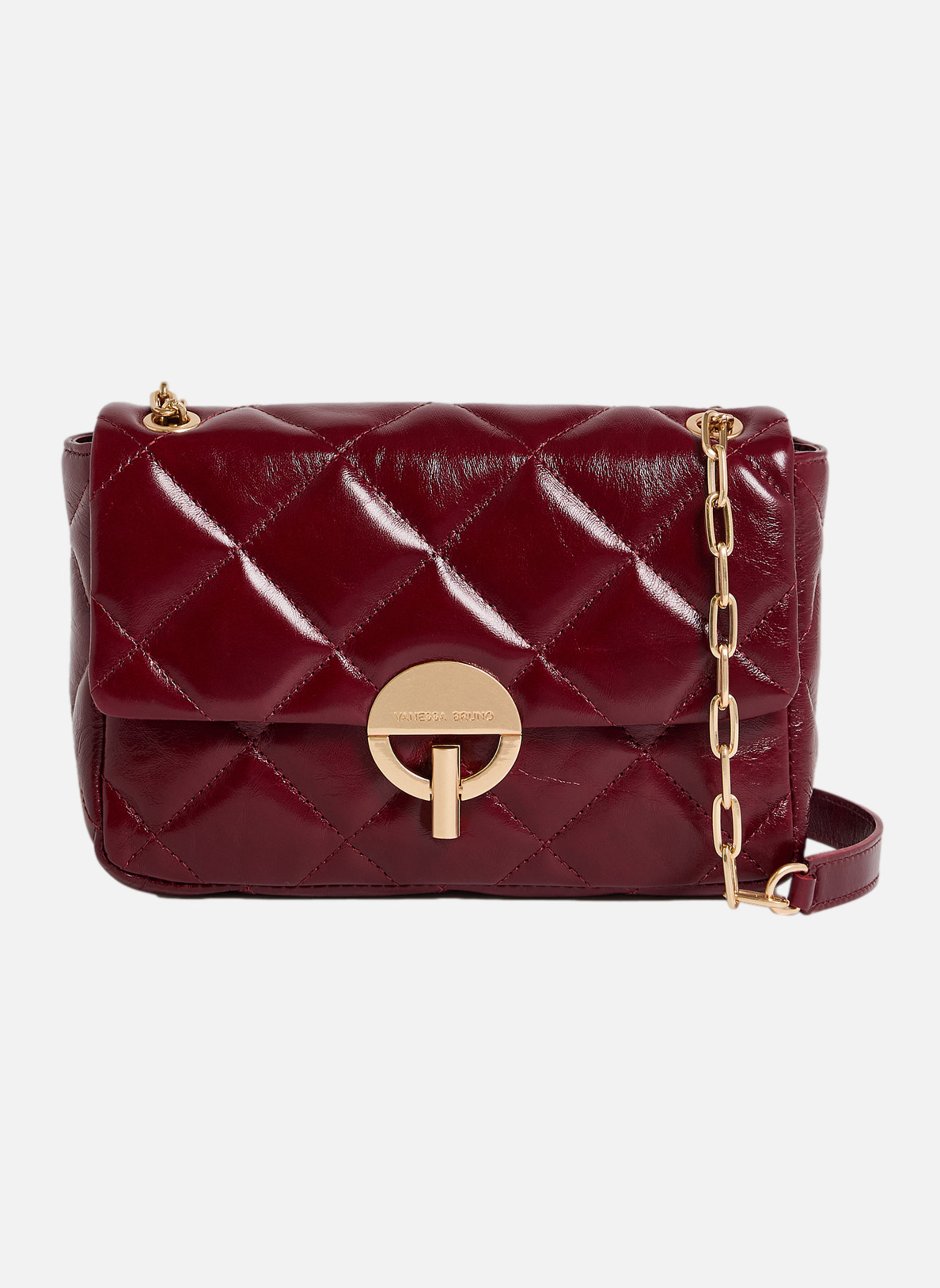 Grand sac moon en cuir craquelé  Cerise