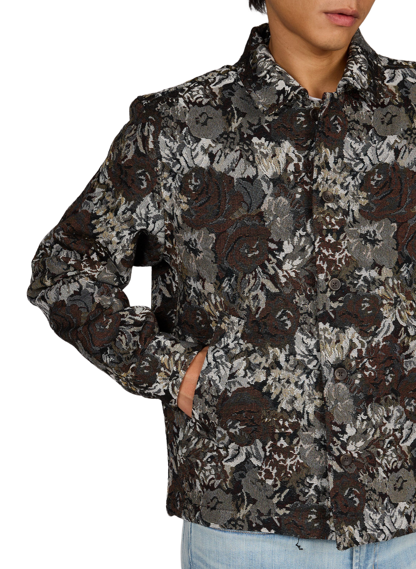 Straight overshirt with classic jacquard collar LES DEUX Beige