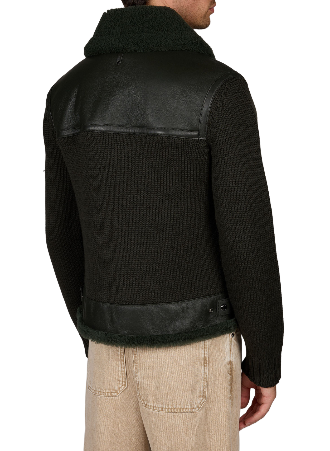 Jacke mit klassischem Kragen aus Leder und Wolle | Grun MACKAGE Herren