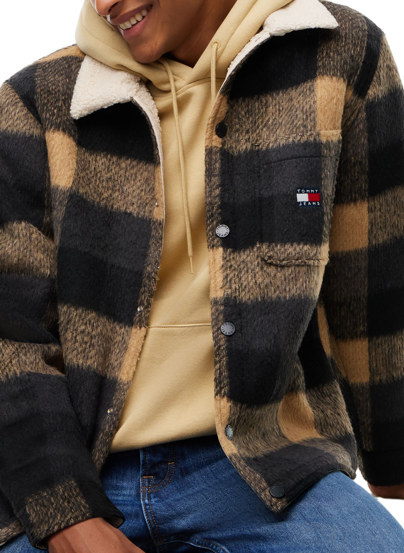 Surchemise oversize en flanelle brosée TOMMY HILFIGER Noir