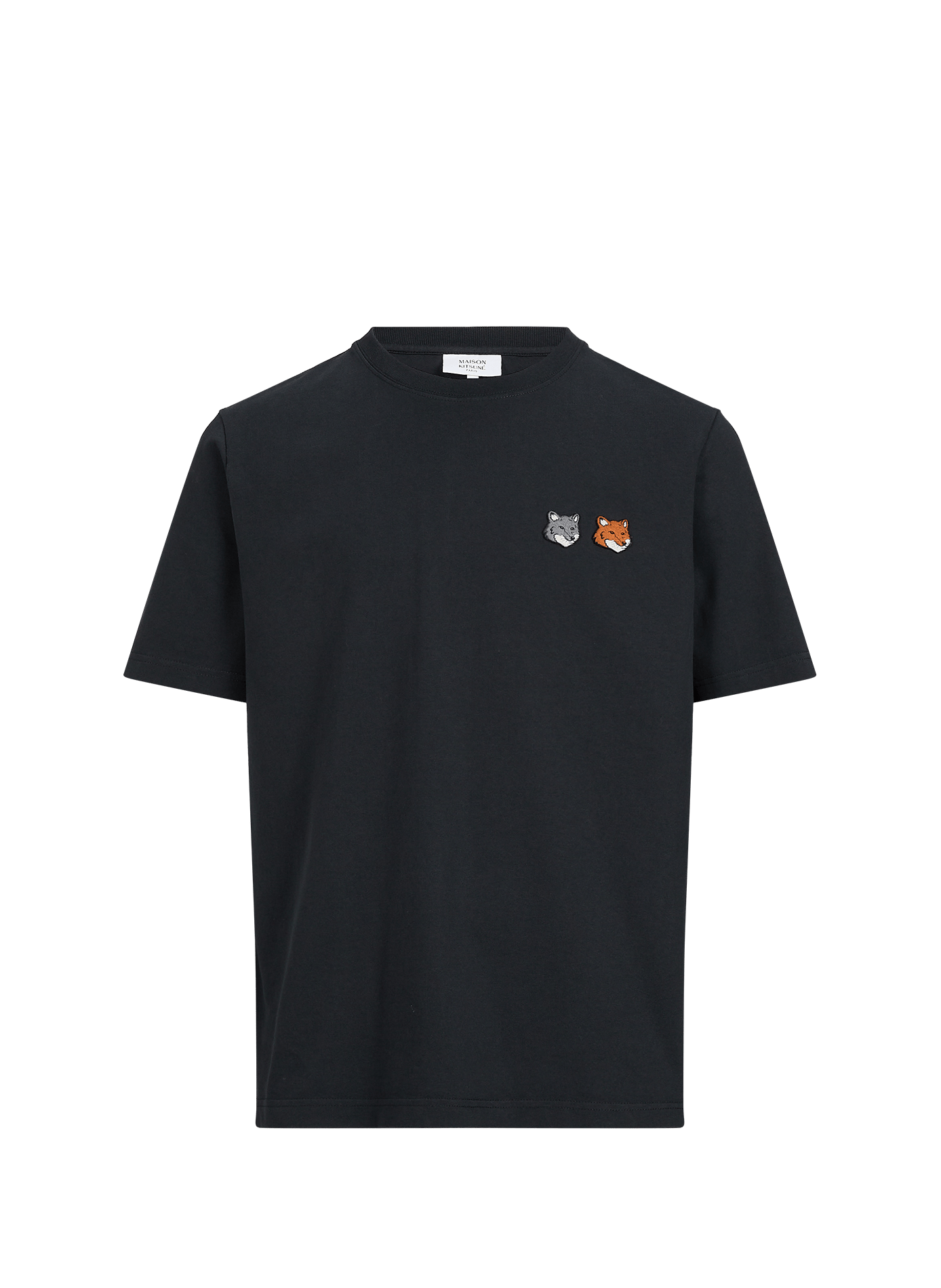 Gerade geschnittenes T-Shirt mit Rundhalsausschnitt und Stickerei MAISON KITSUNÉ Grau