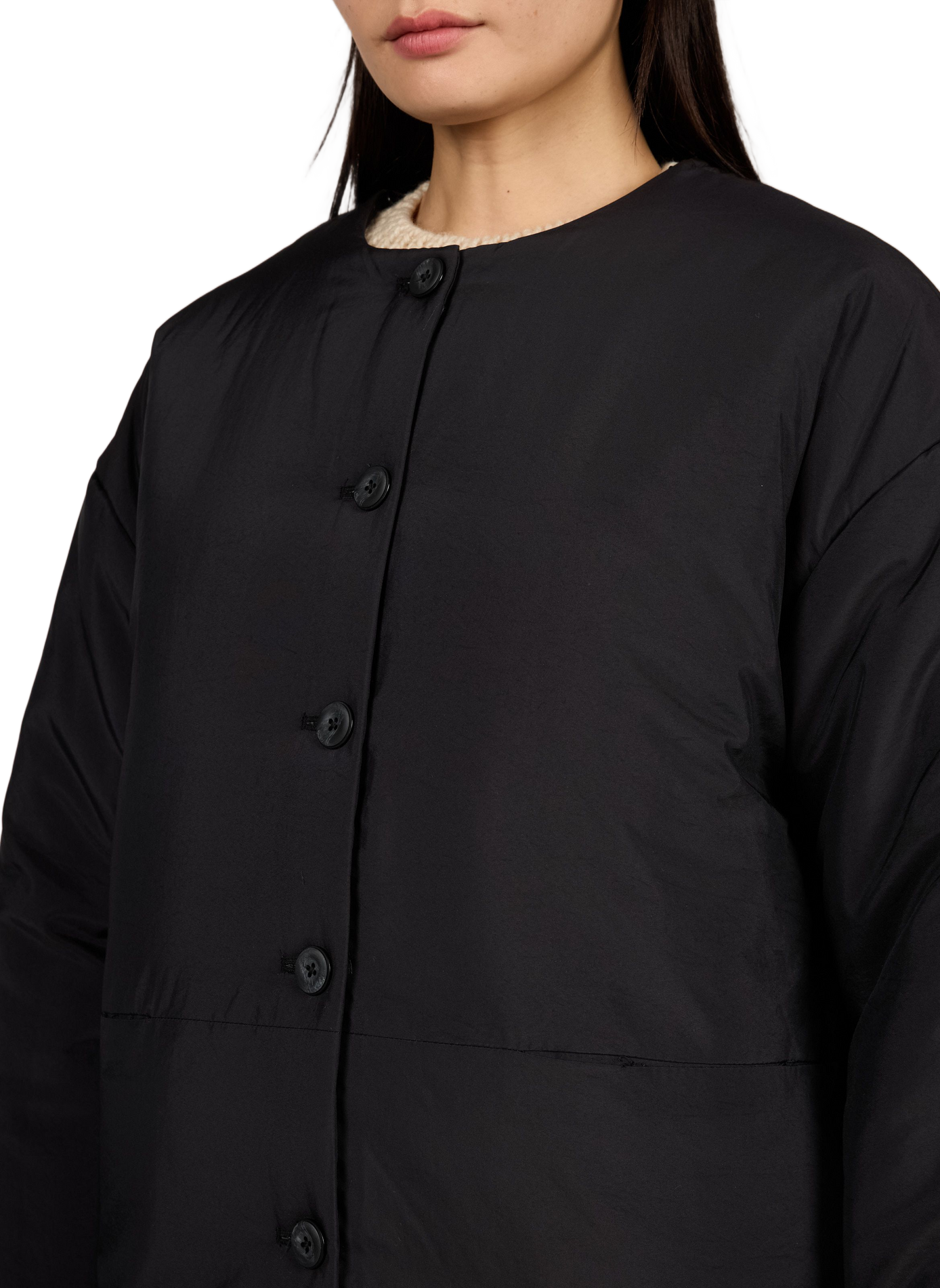 Weit geschnittene Jacke mit einfarbigem Schal OBJECT Schwarz