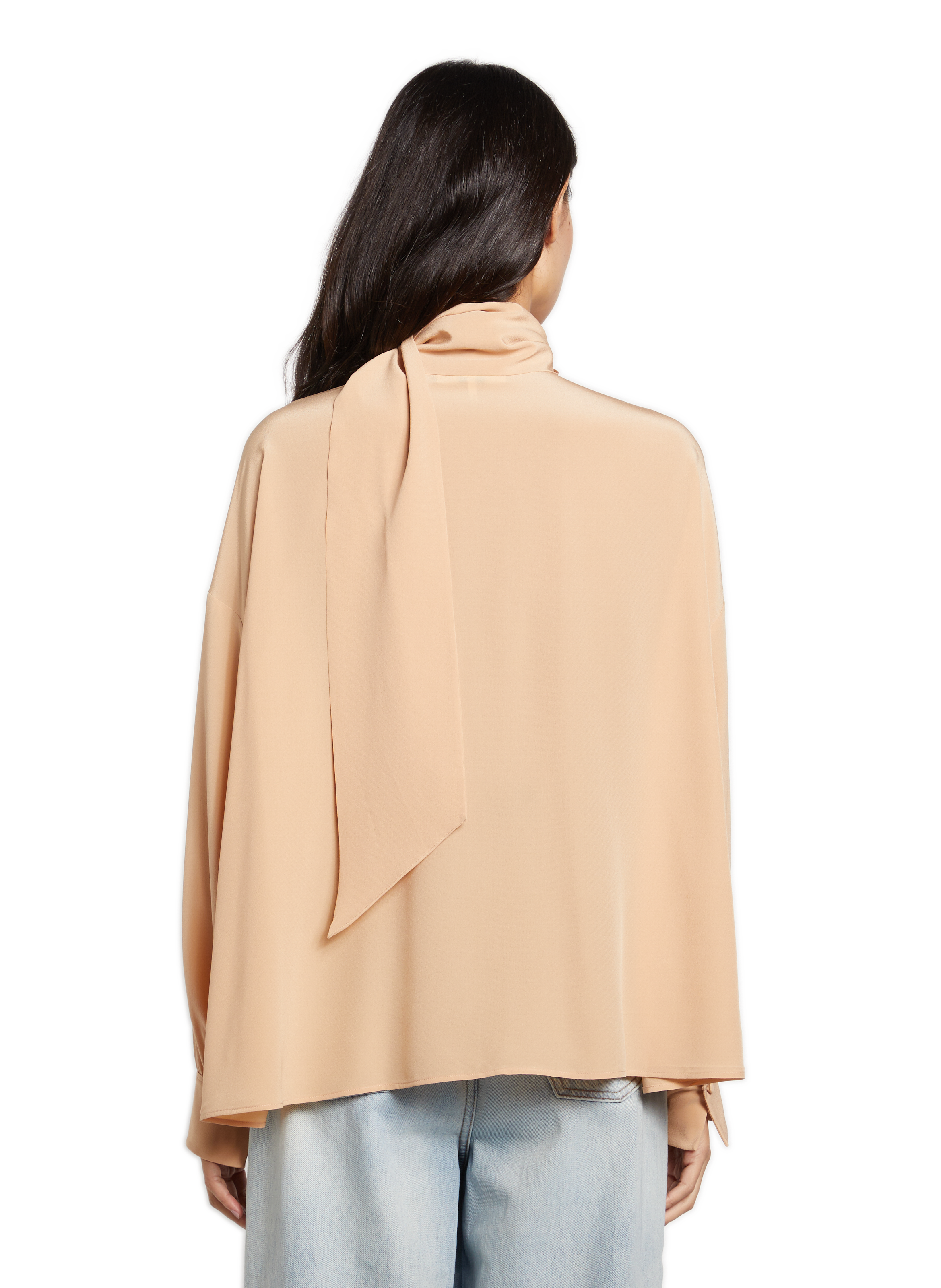 Blouse lavallière asymétrique en soie CHLOÉ Marron