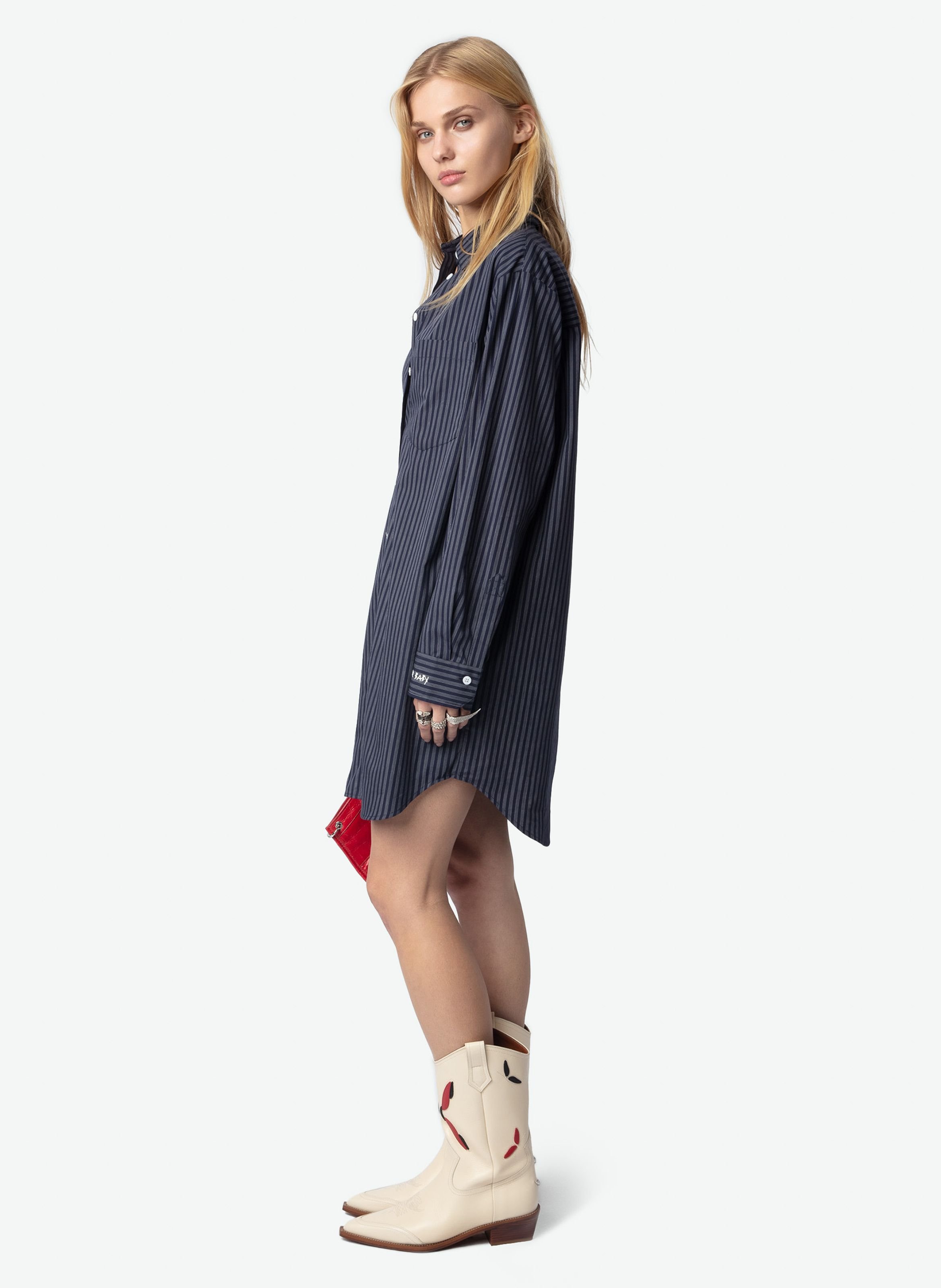 Robe courte en coton rayé rorning ZADIG&VOLTAIRE Bleu