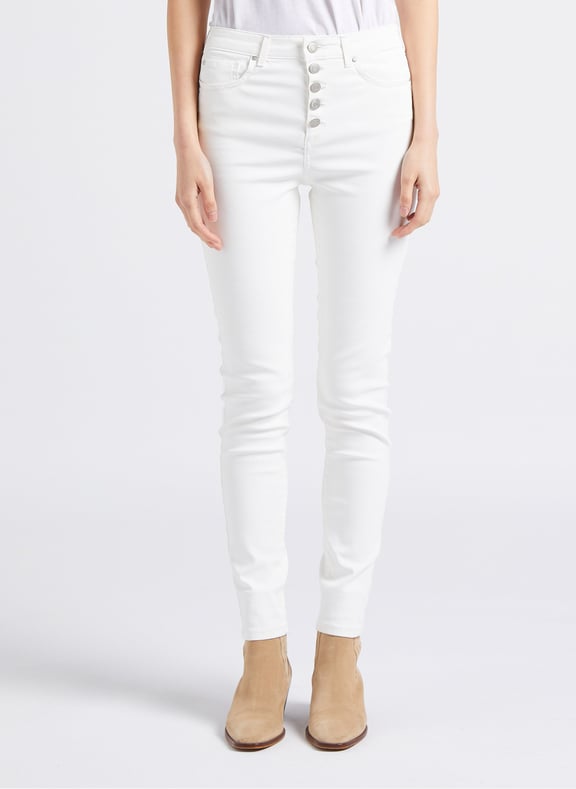 Jean enduit skinny taille haute en coton mélangé nina Blanc by IKKS IKKS Jean enduit skinny taille haute en coton mélangé nina Blanc