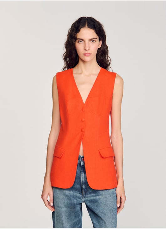 IDEALSANXUN Gilet en lin décontracté léger sans manches pour femme IDEALSANXUN Gilet en lin décontracté léger sans manches pour femme