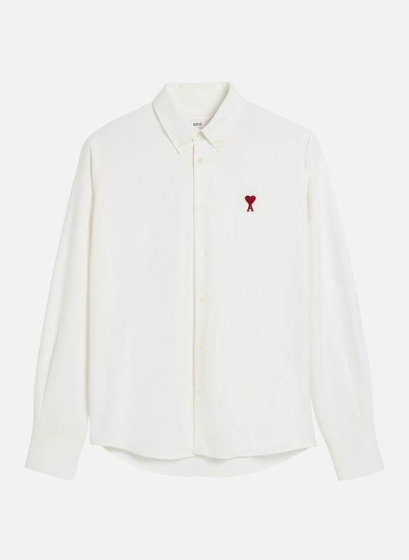 Chemise col boutonné ami de coeur unisexe Blanc by AMI PARIS AMI PARIS Chemise col boutonné ami de coeur unisexe Blanc