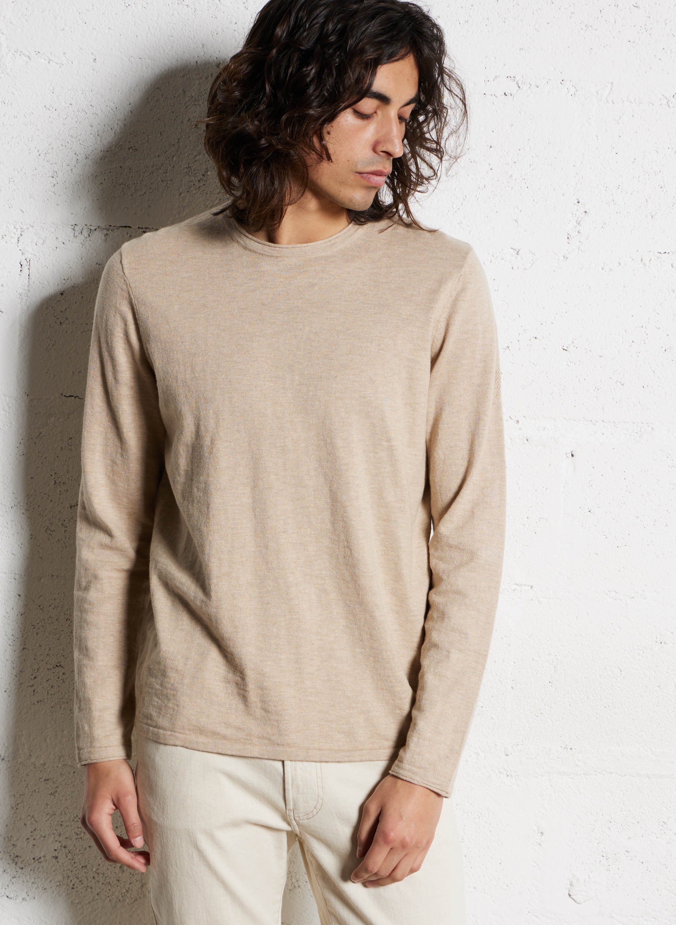 Pull droit en coton IKKS Beige