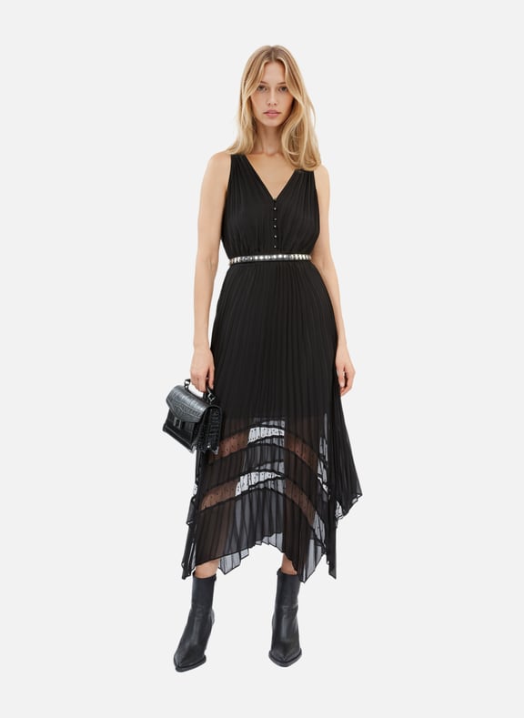 Robe longue plissée taille élastique Noir by THE KOOPLES THE KOOPLES Robe longue plissée taille élastique Noir