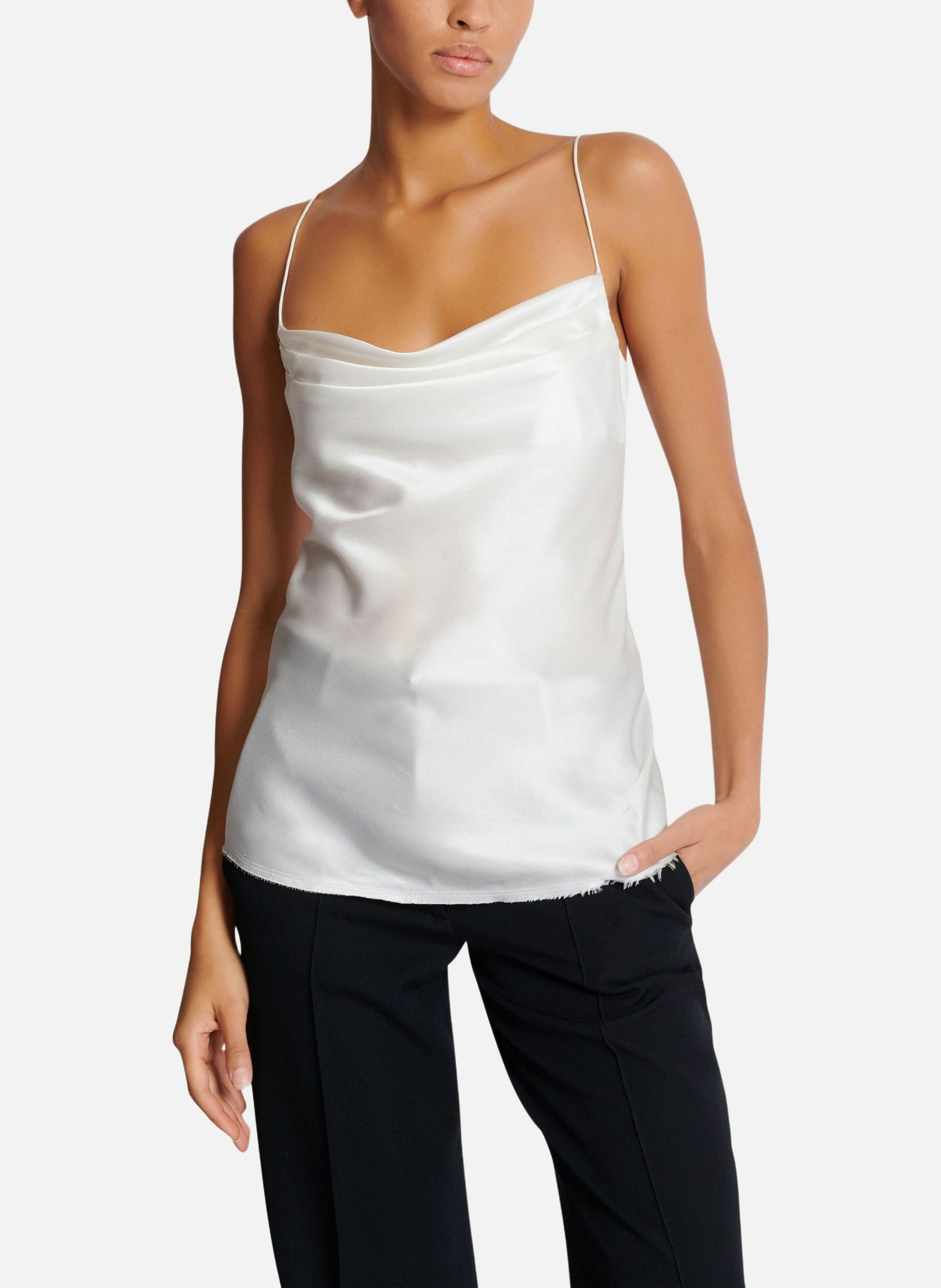 Top en satin drapé BALMAIN Blanc