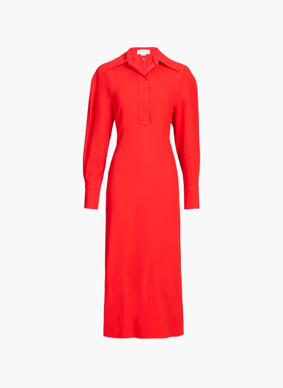 Fitted midi dress with collar Red Victoria beckham - Women | Printemps.com Fitted midi dress with collar Red Victoria beckham - Women | Printemps.com