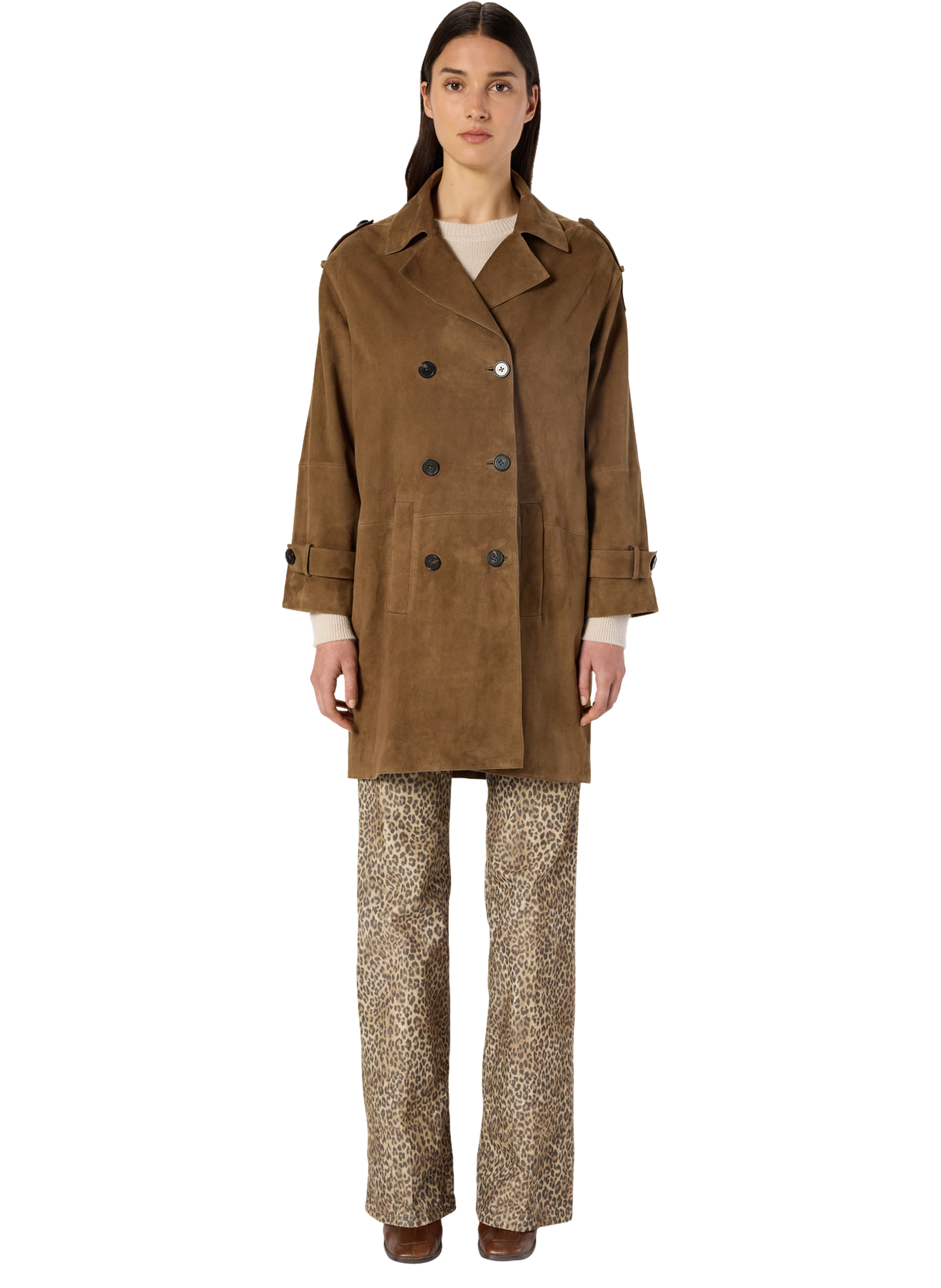 Manteau en cuir velours - manon GERARD DAREL Marron