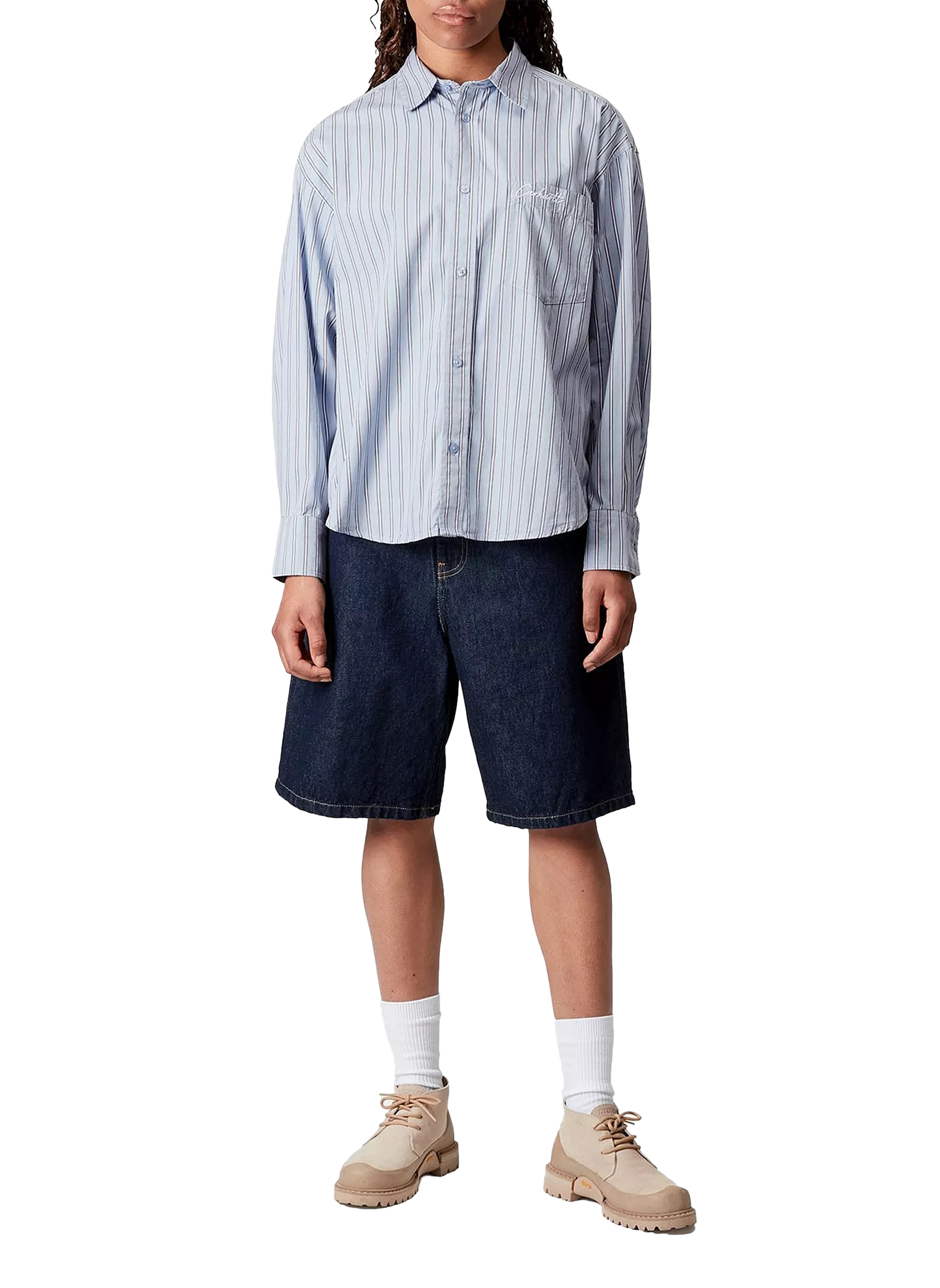 Chemise à rayures L/S Grimsby   CARHARTT WIP Bleu