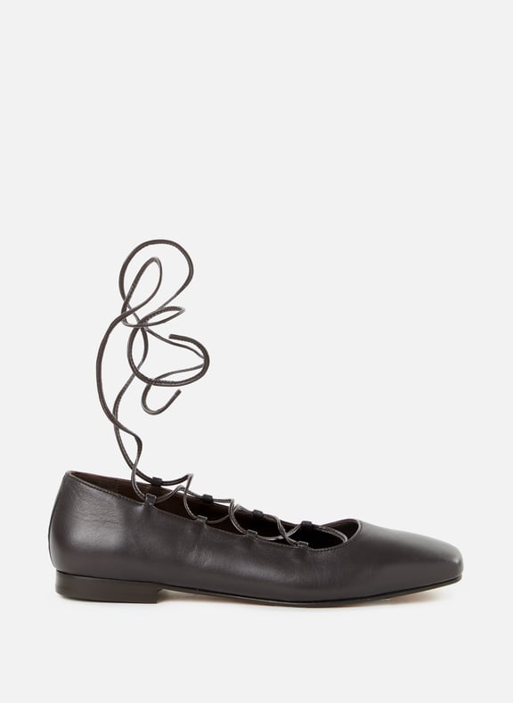 Ballerines Dalila à lacets en cuir Noir by SAISON 1865 SAISON 1865 Ballerines Dalila à lacets en cuir Noir