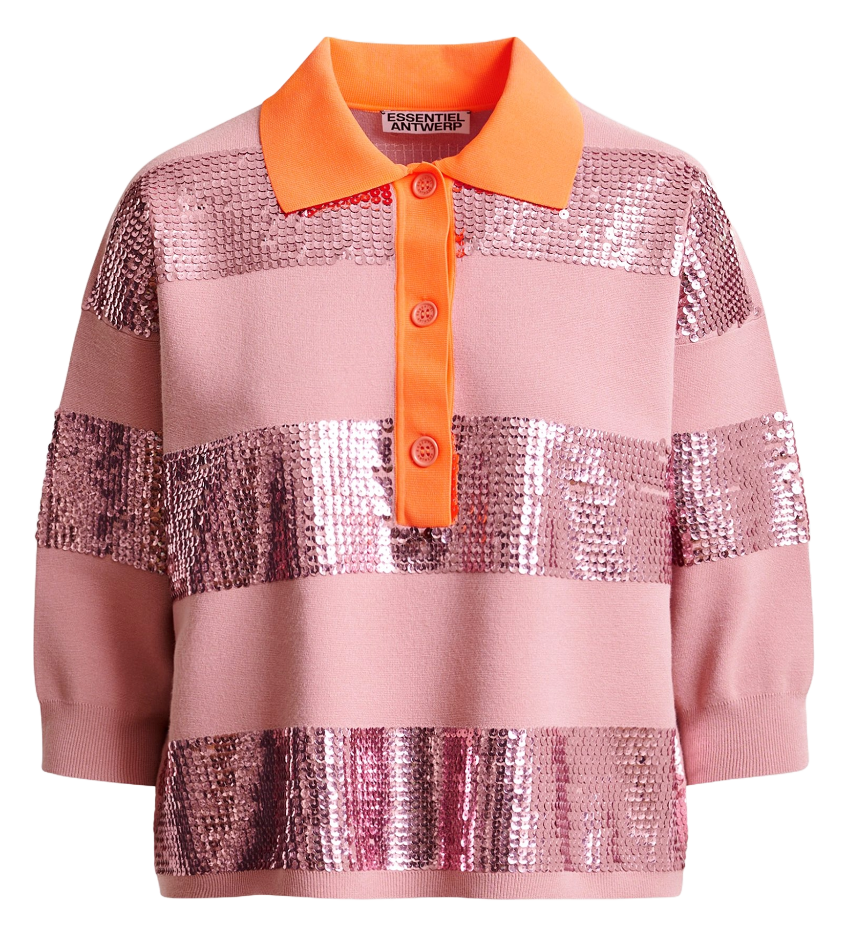 Polo ample à rayures sequins illuminati ESSENTIEL ANTWERP Rose