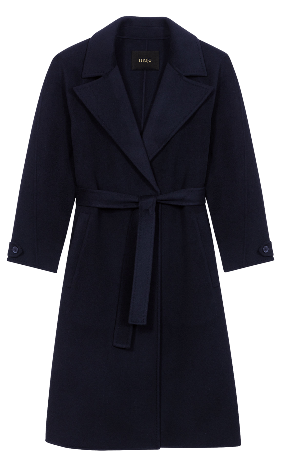 Manteau mi-long double face en laine mélangée MAJE Noir