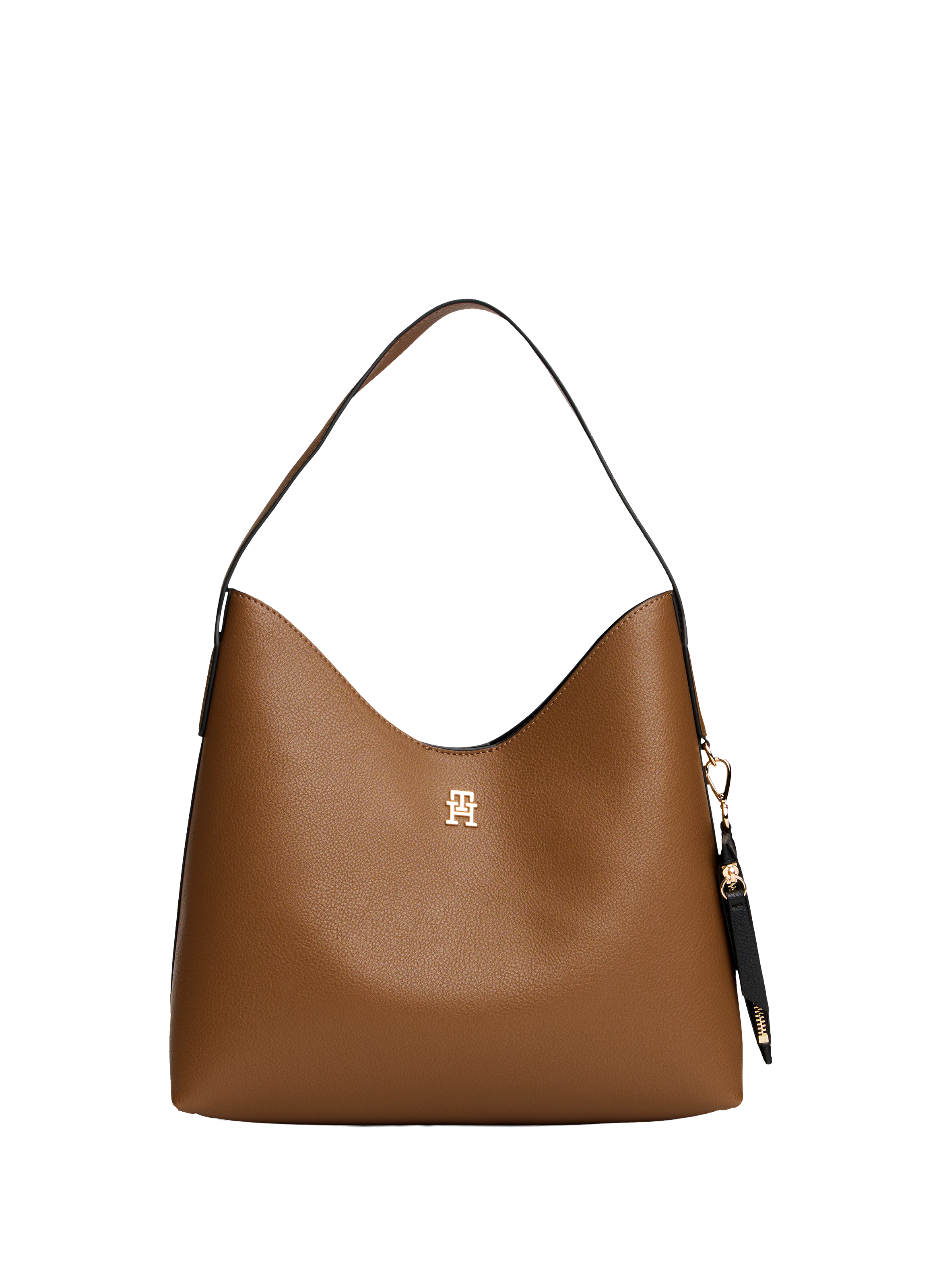 Grained faux leather shoulder bag TOMMY HILFIGER Brown