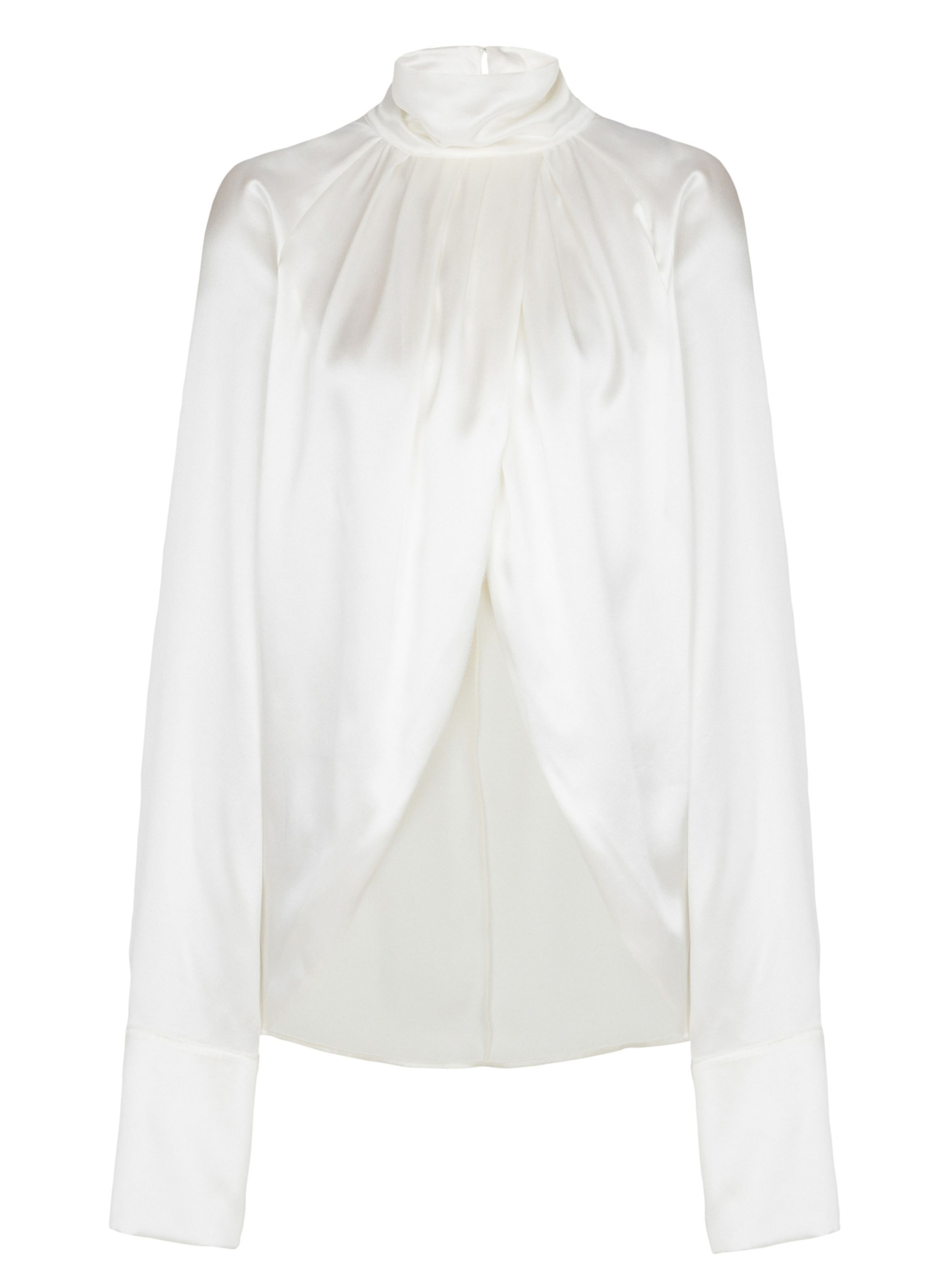 Blouse drapée en soie BALMAIN Blanc