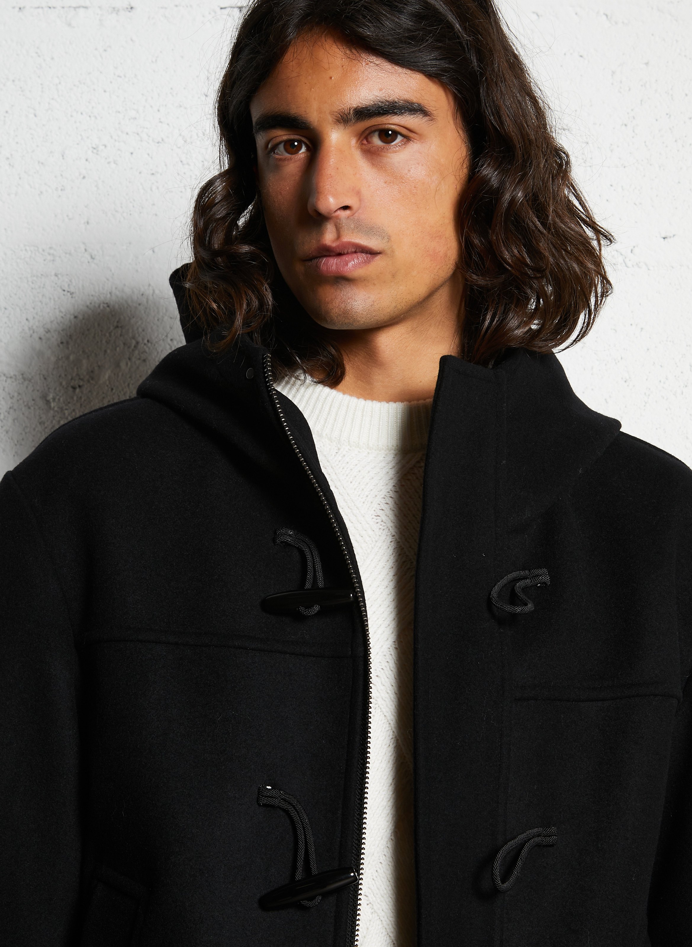 Manteau col montant en laine mélangée IKKS Noir