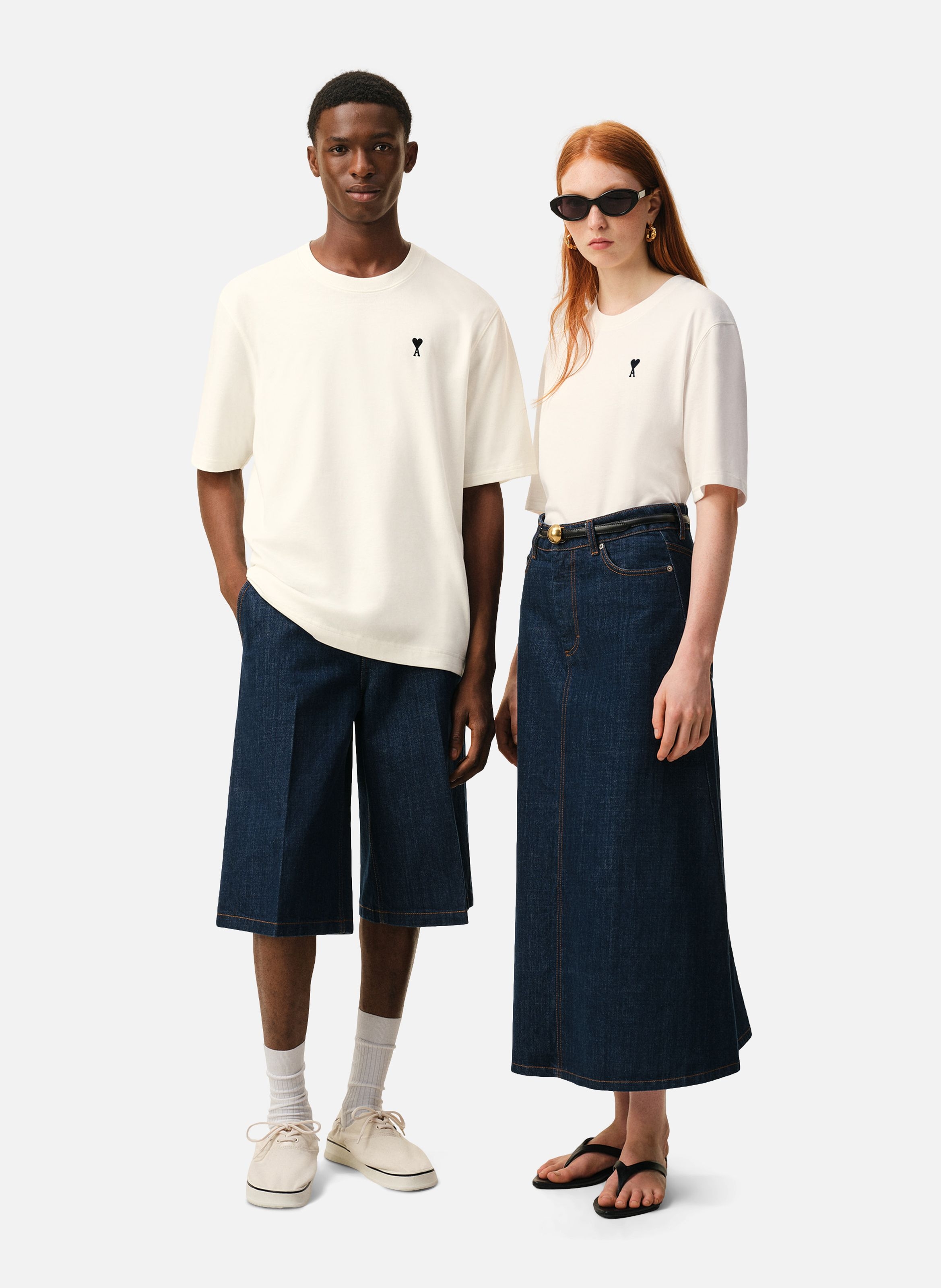 T-shirt imprimé place des victoires unisexe en coton AMI PARIS Blanc