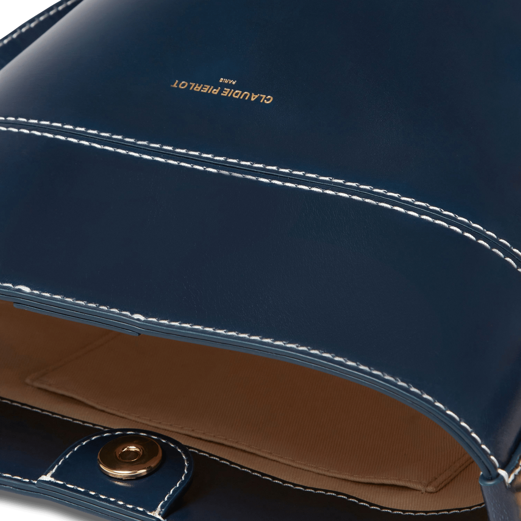 Sac bourse surpiqué en cuir CLAUDIE PIERLOT Bleu