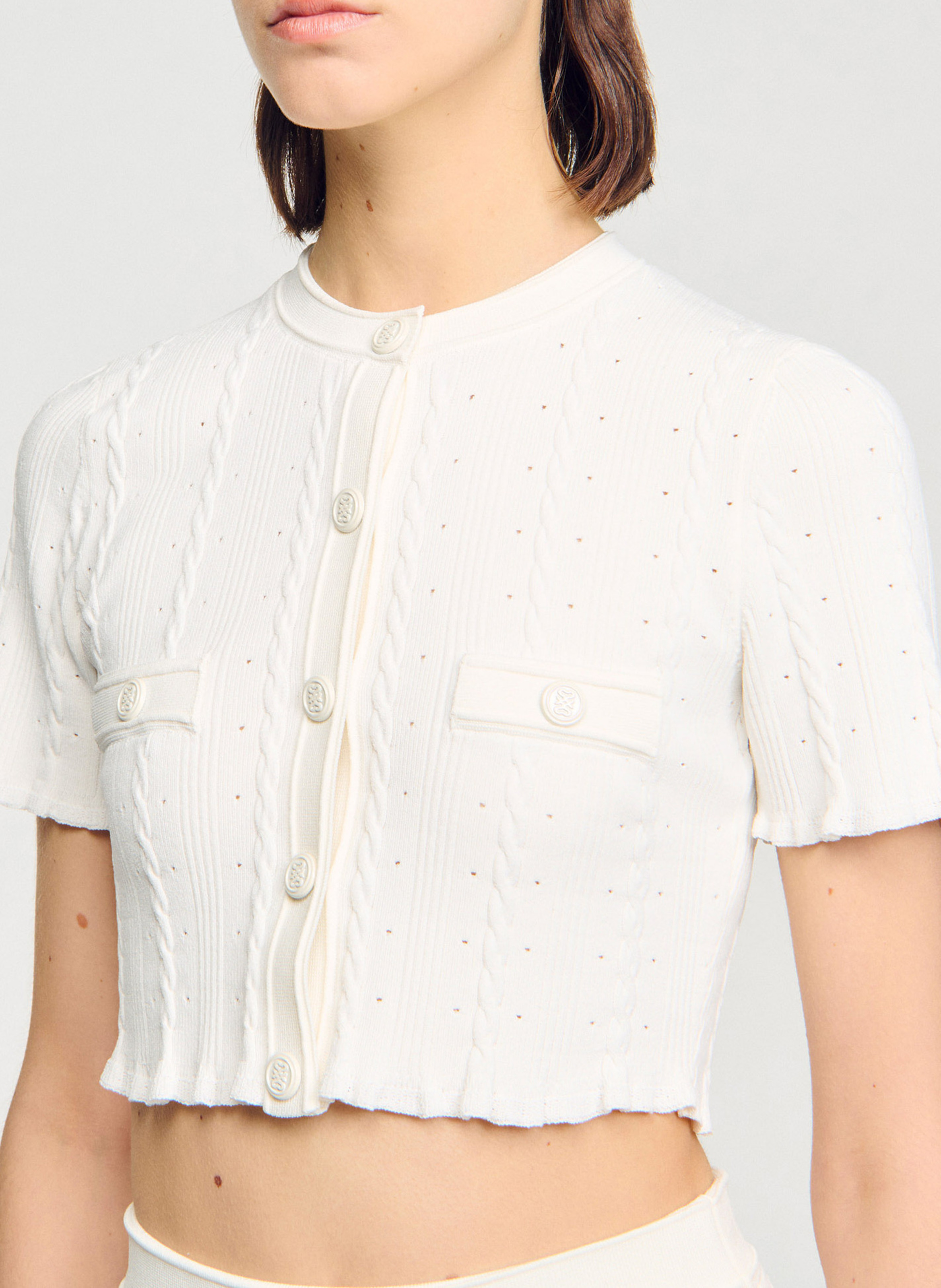 Gilet col rond SANDRO Beige