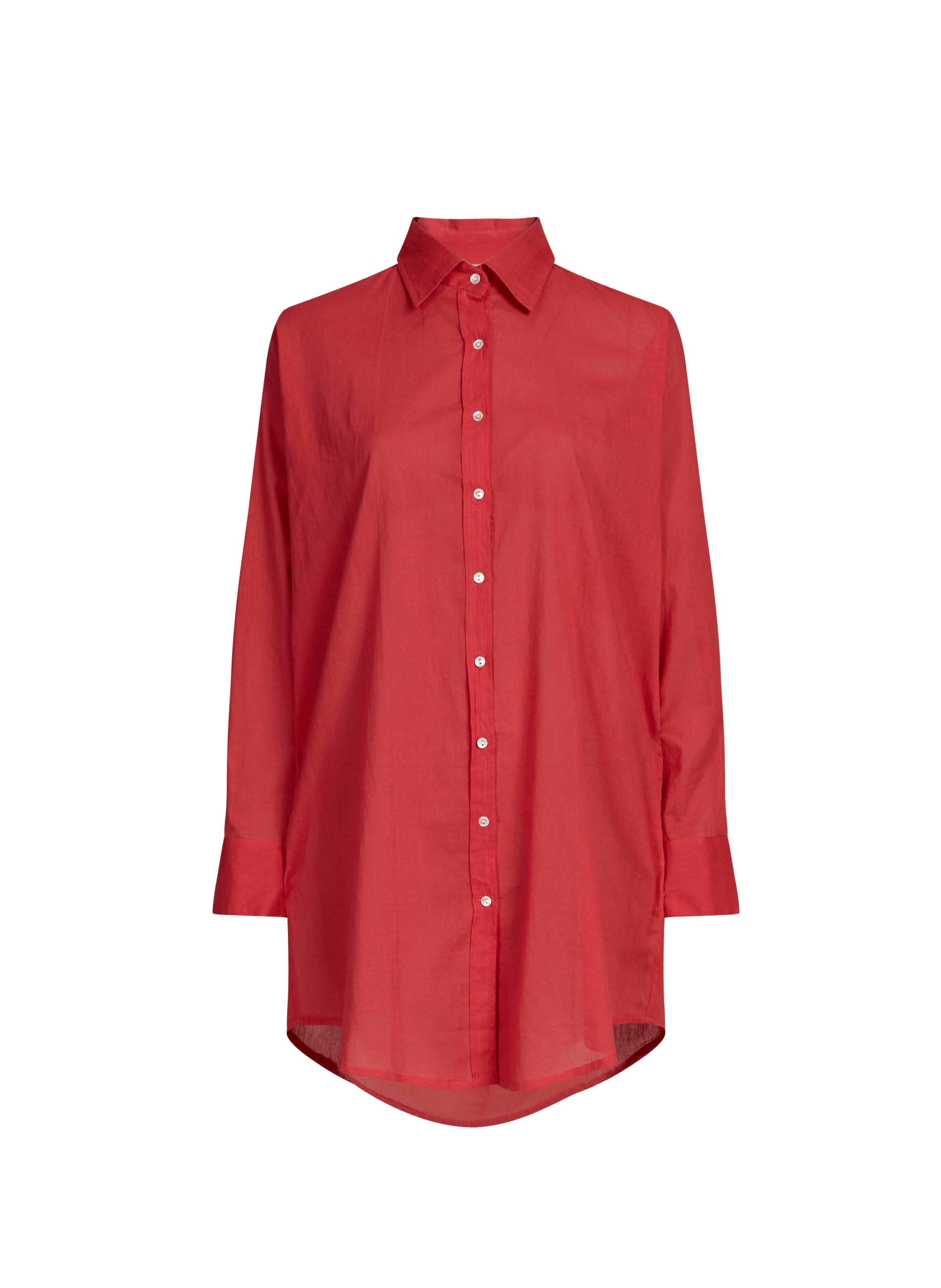Oversized shirt with classic cotton collar SAISON 1865 Red