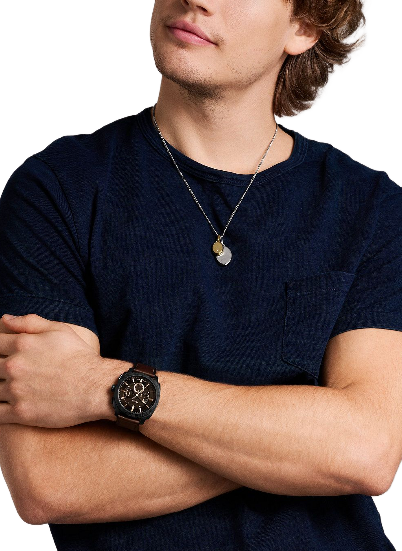 Montre Machine bracelet en cuir FOSSIL Noir