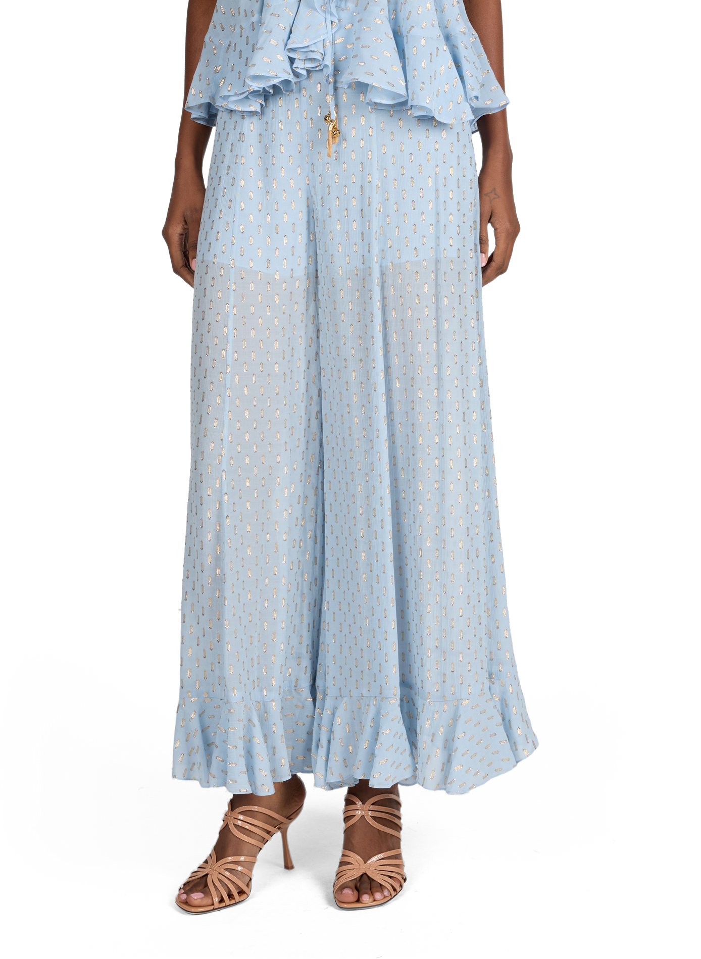 Wide and fluid pants with shiny details ZIMMERMANN Multicolour