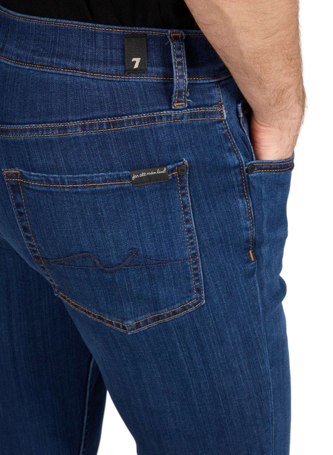 Jean slim en coton mélangé 7 FOR ALL MANKIND Bleu