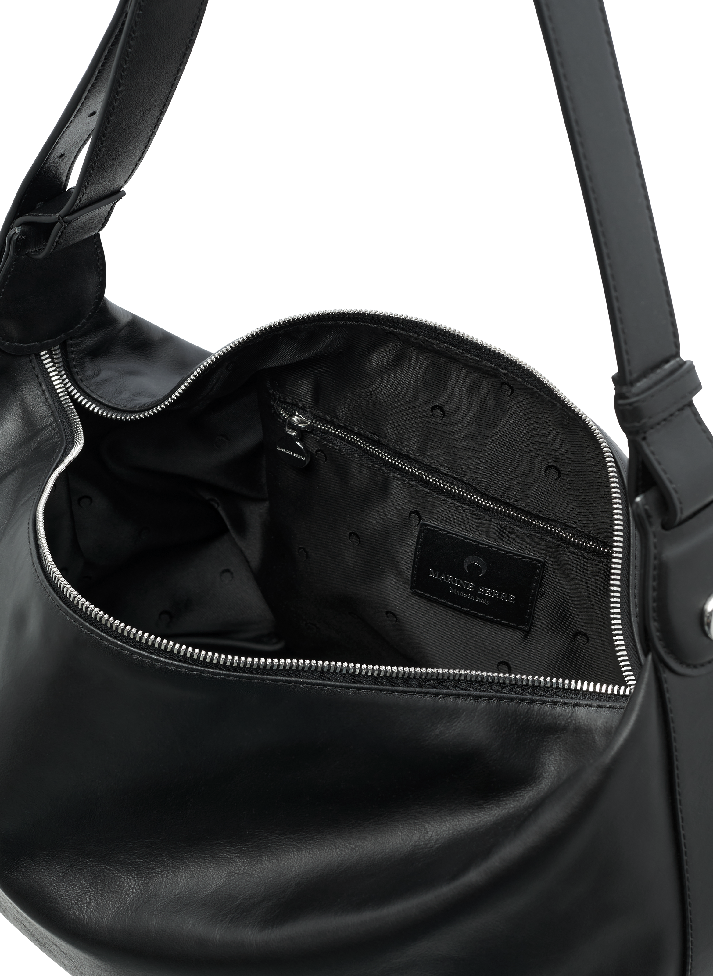 Sac messager en cuir lisse MARINE SERRE Noir