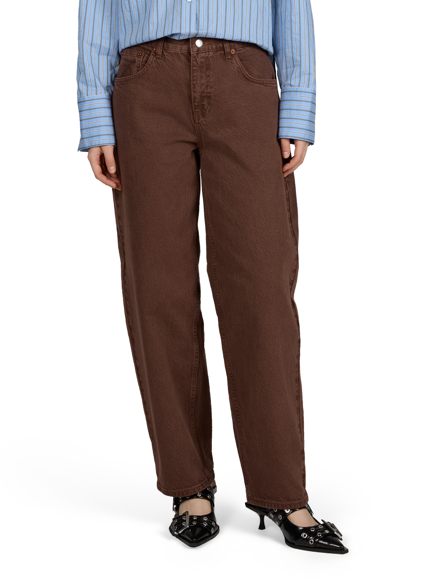 Baggy cotton jeans TOPSHOP Brown