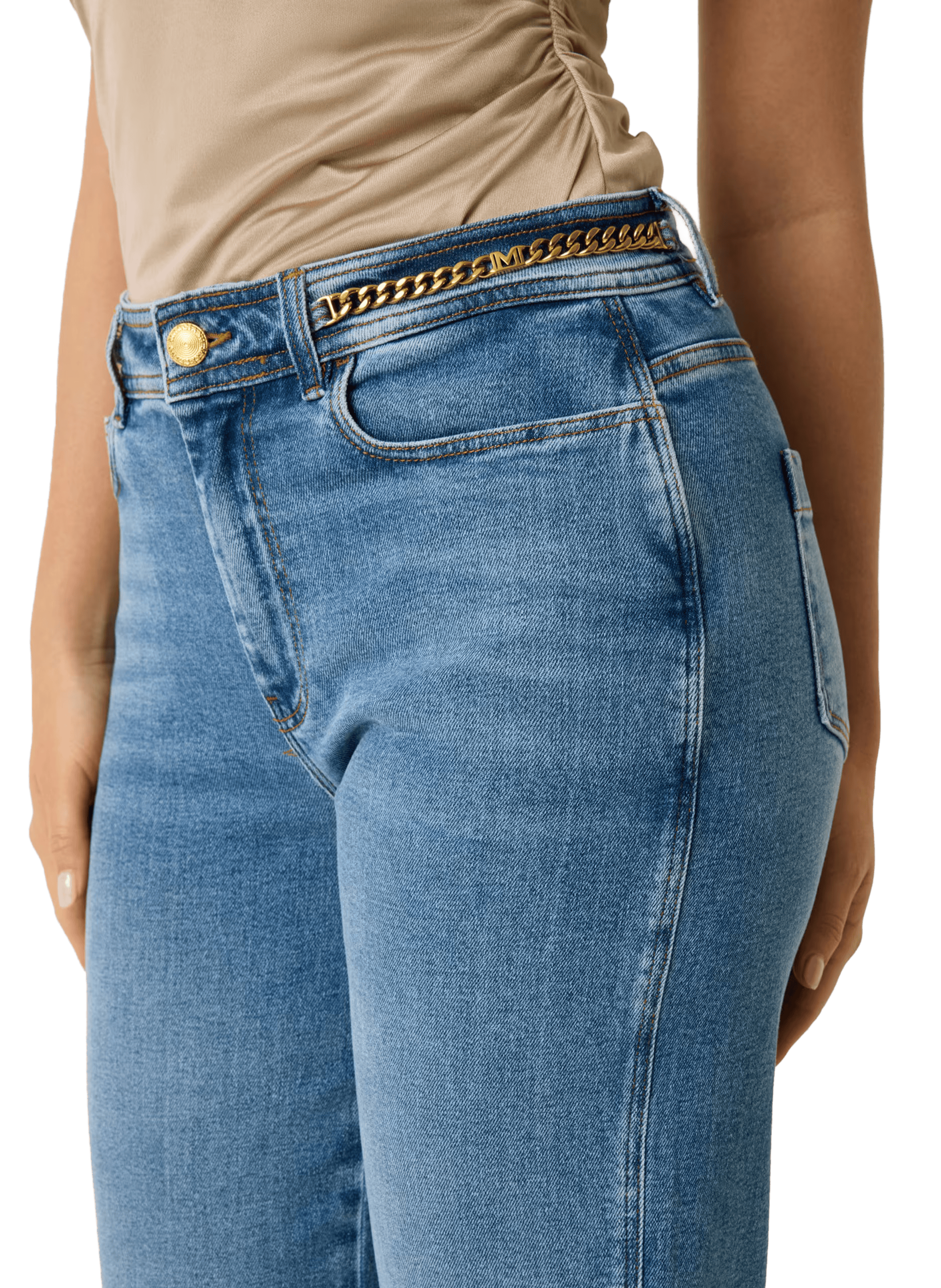 Jean Marciano mit Ketten-Detail an der Taille aus Baumwolle GUESS Blau