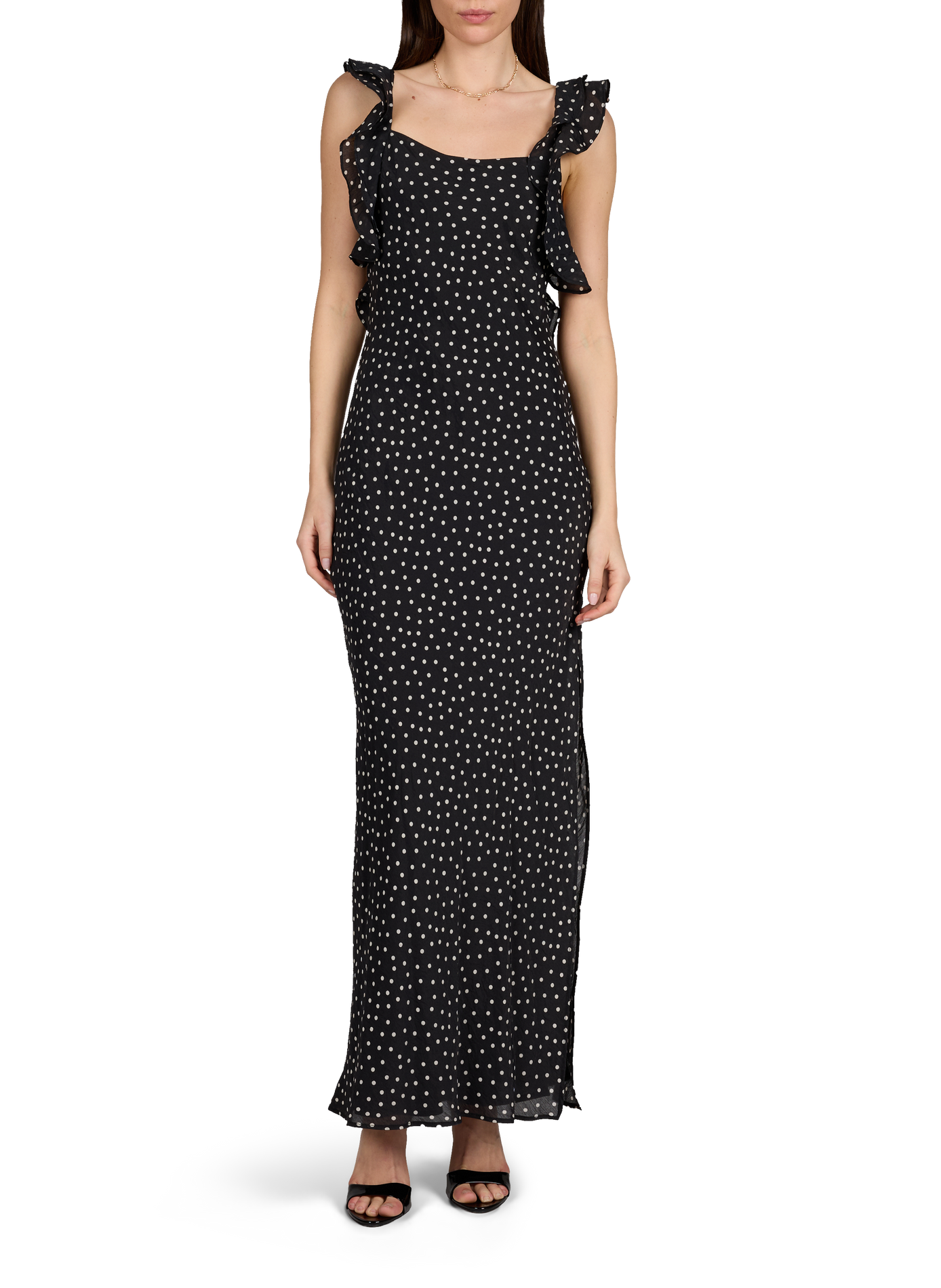 Robe longue imprimée à pois Tsmana TOPSHOP Noir