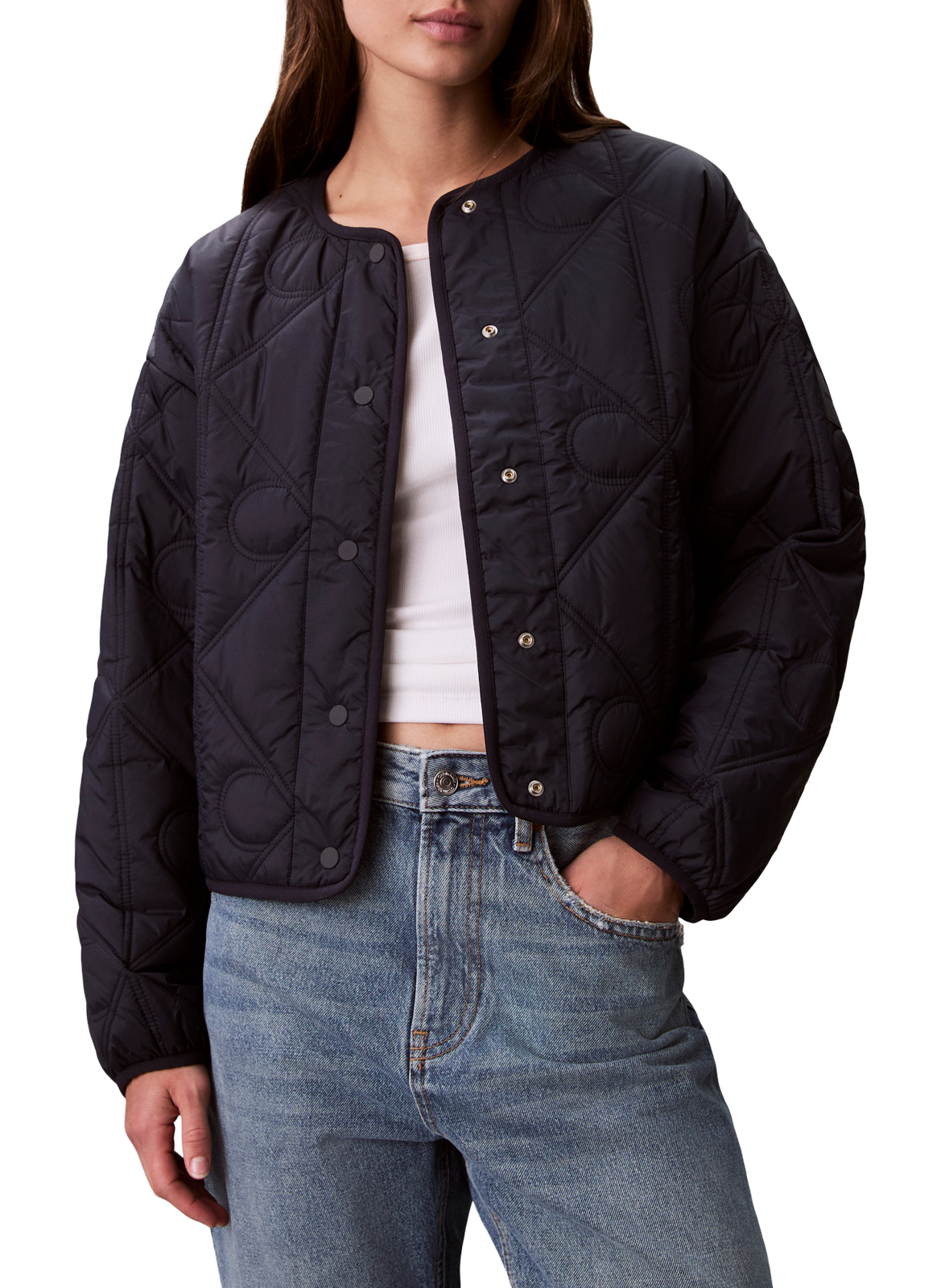 Short quilted straight jacket CALVIN KLEIN Blue