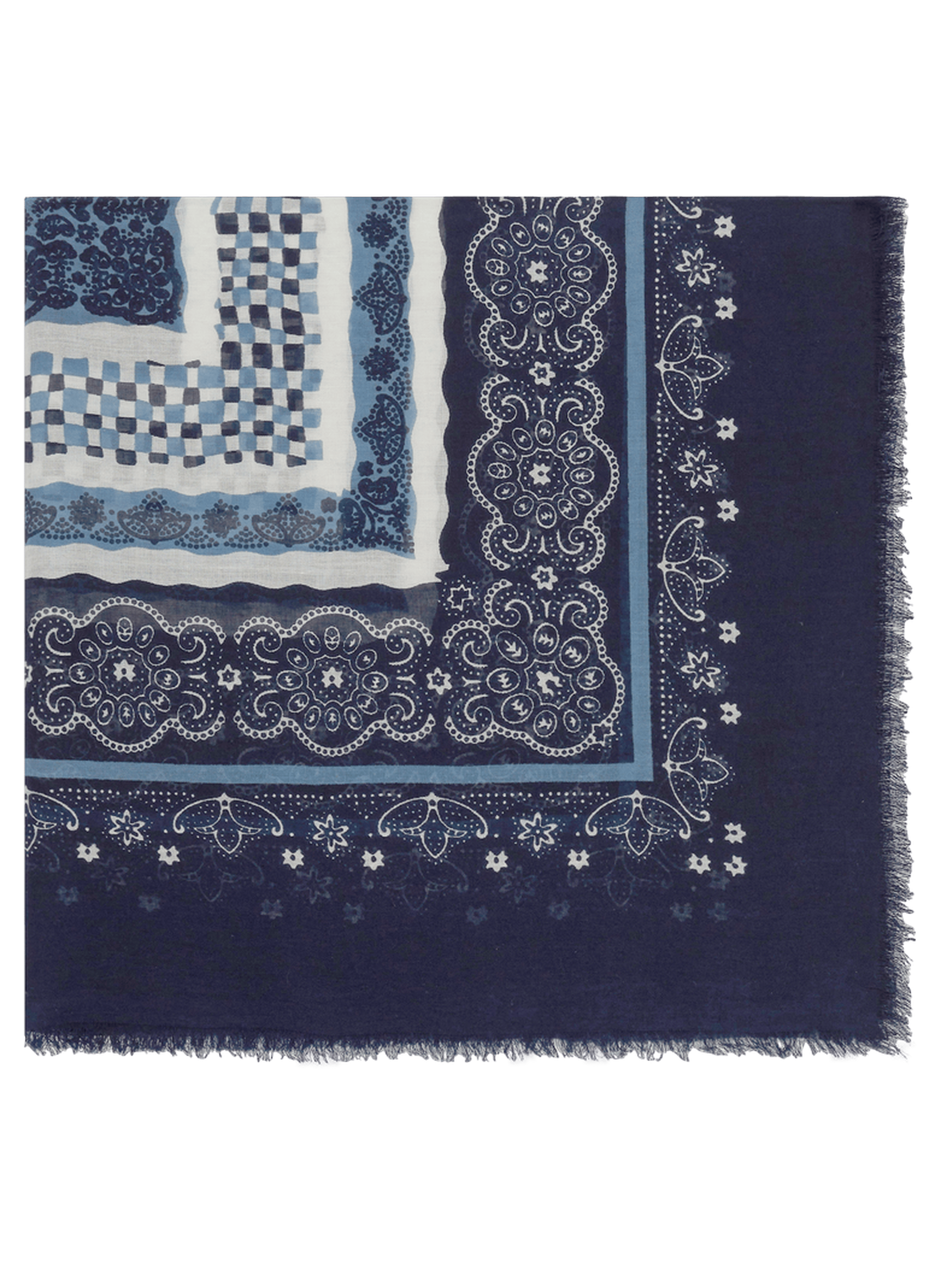 Carré imprimé en coton et modal - fara PABLO Bleu