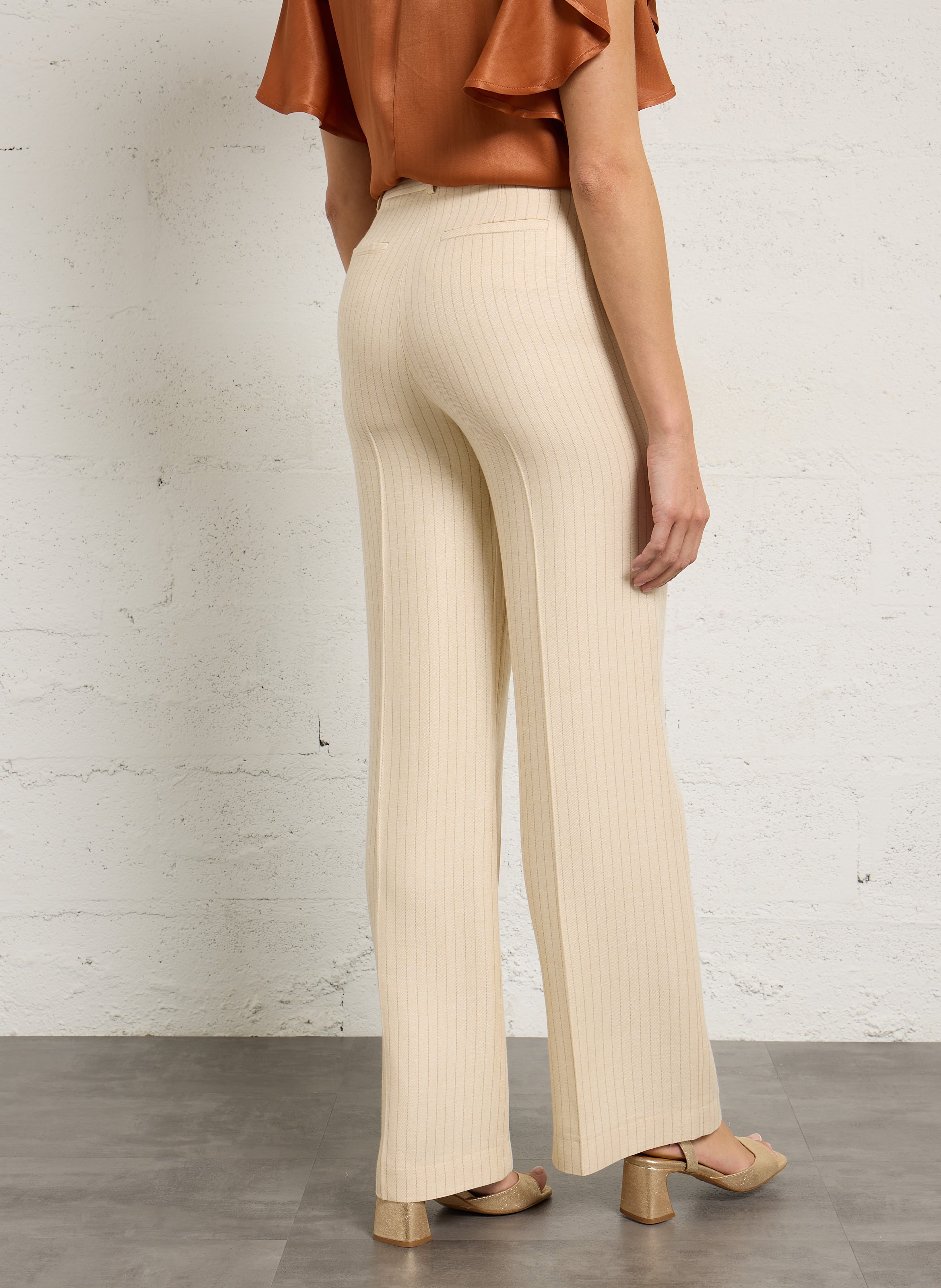 Pantalon large à rayures layla MAISON 123 Blanc