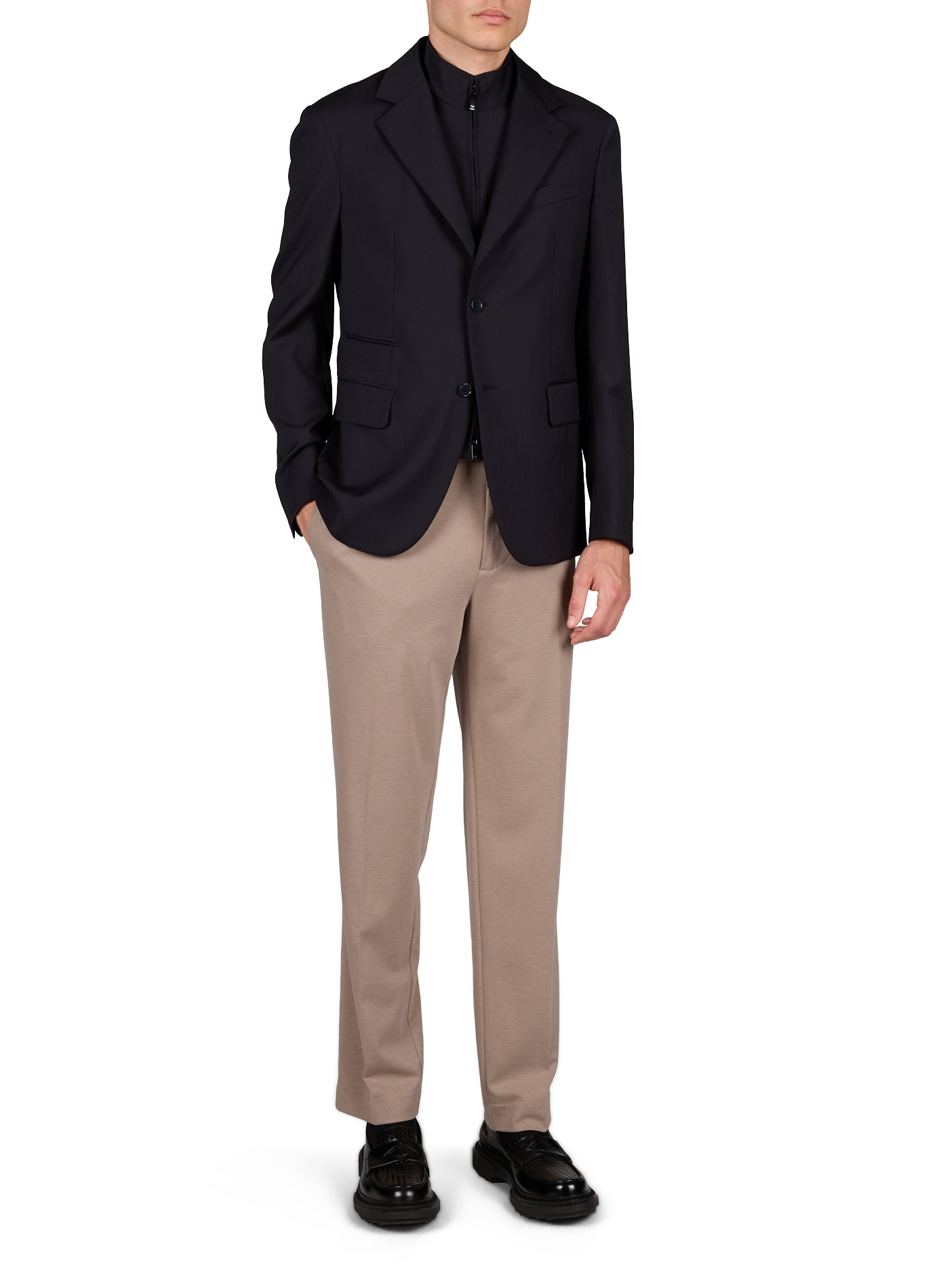 Jacke mit Innenweste aus reiner Wolltuch EMPORIO ARMANI Blau