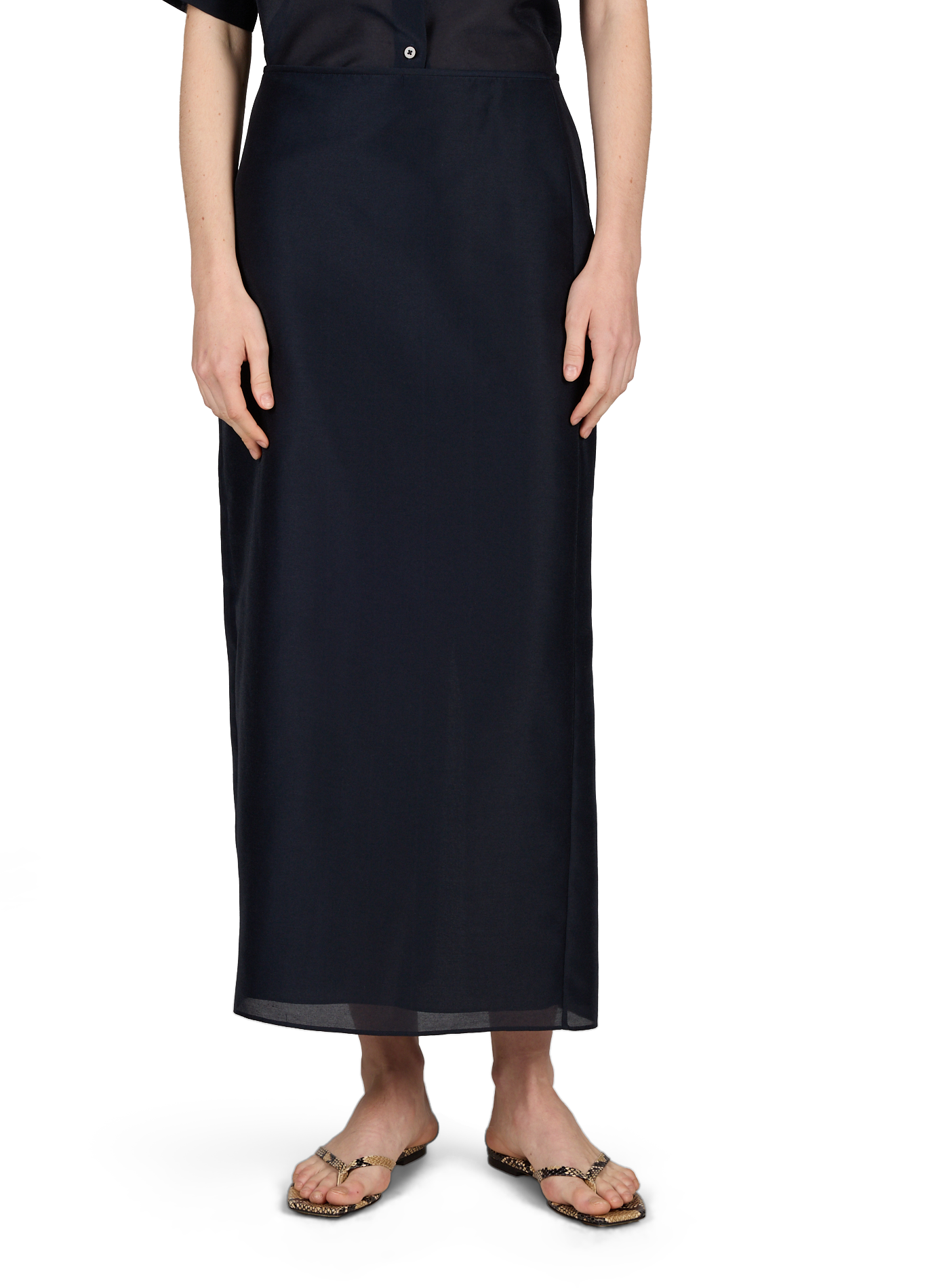 Structured midi skirt with slit LE 17 SEPTEMBRE Blue