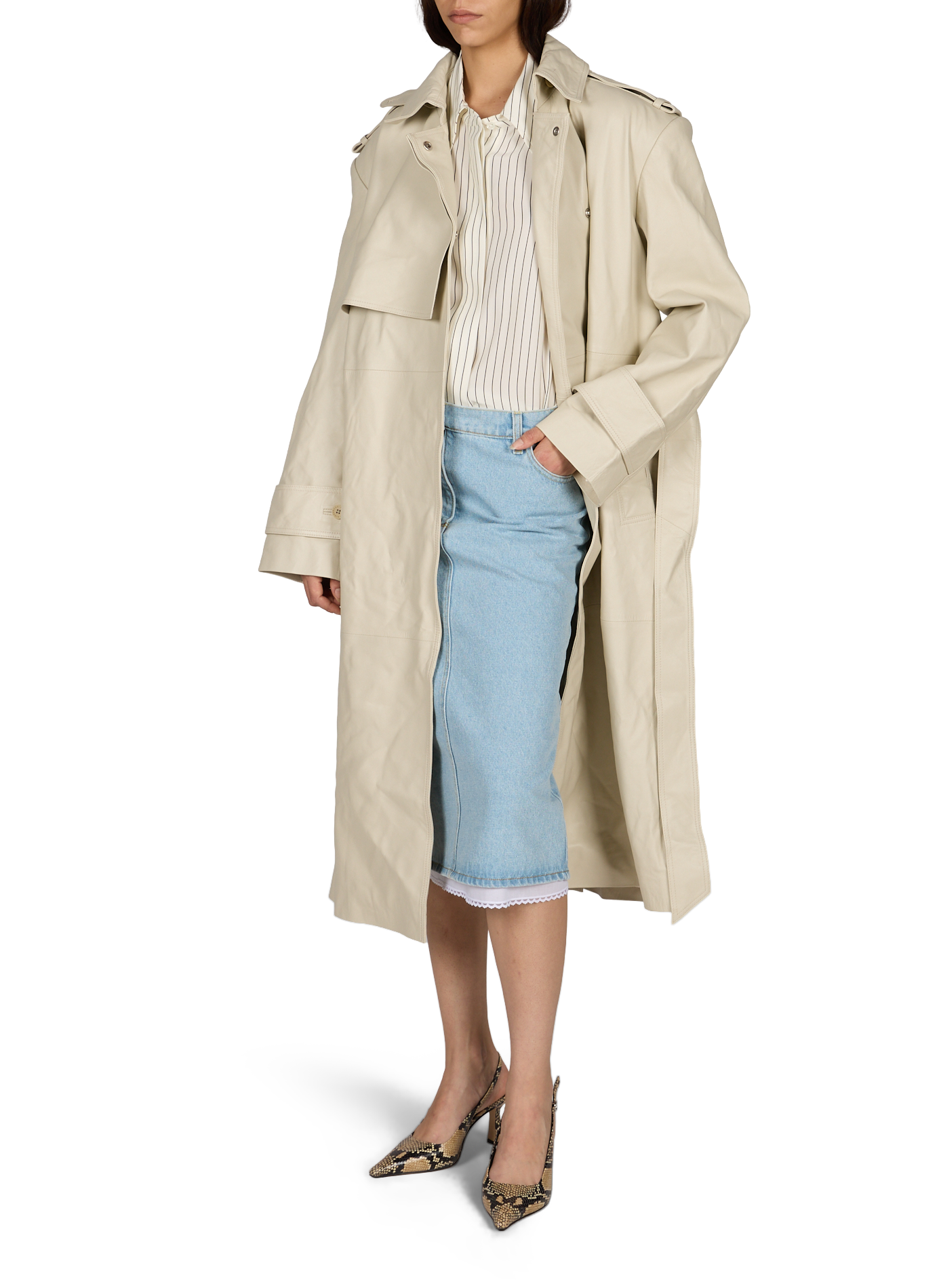 Pisonia leather trench coat REMAIN Beige