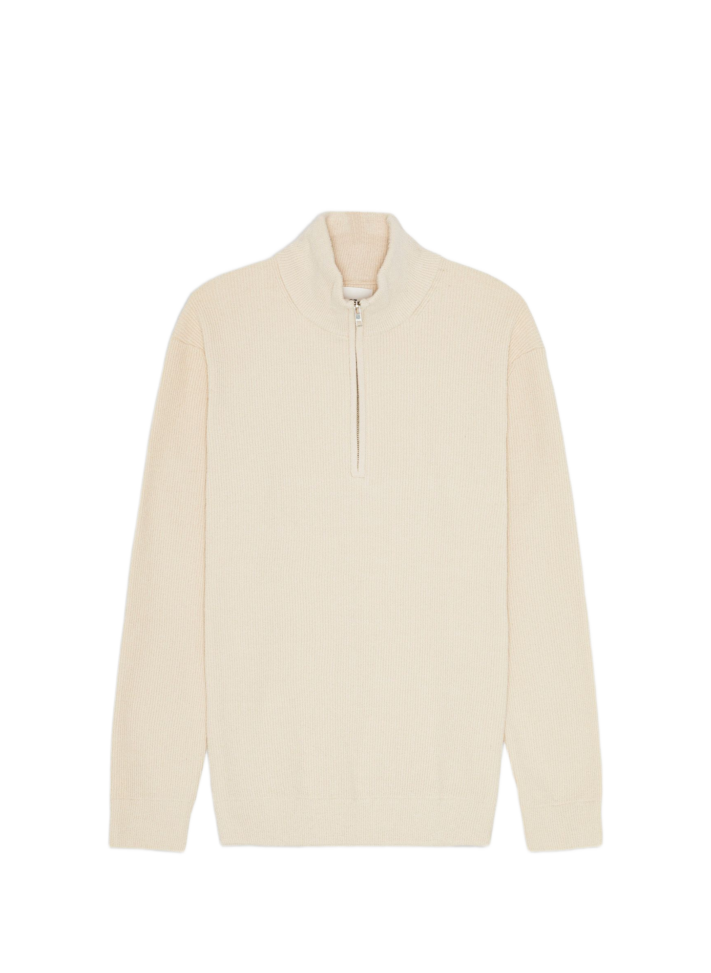 Pullover mit Stehkragen und Reißverschluss in Uni-Farbe NN.07 Beige