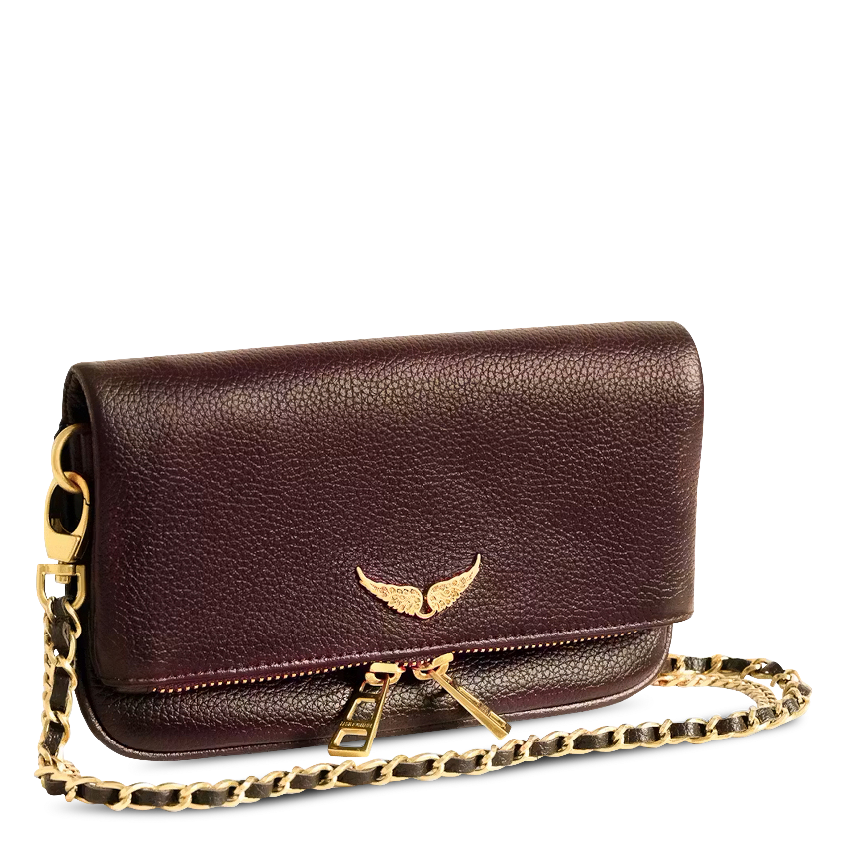 Pochette à rabat bandoulière en cuir rock mini ZADIG&VOLTAIRE Violet