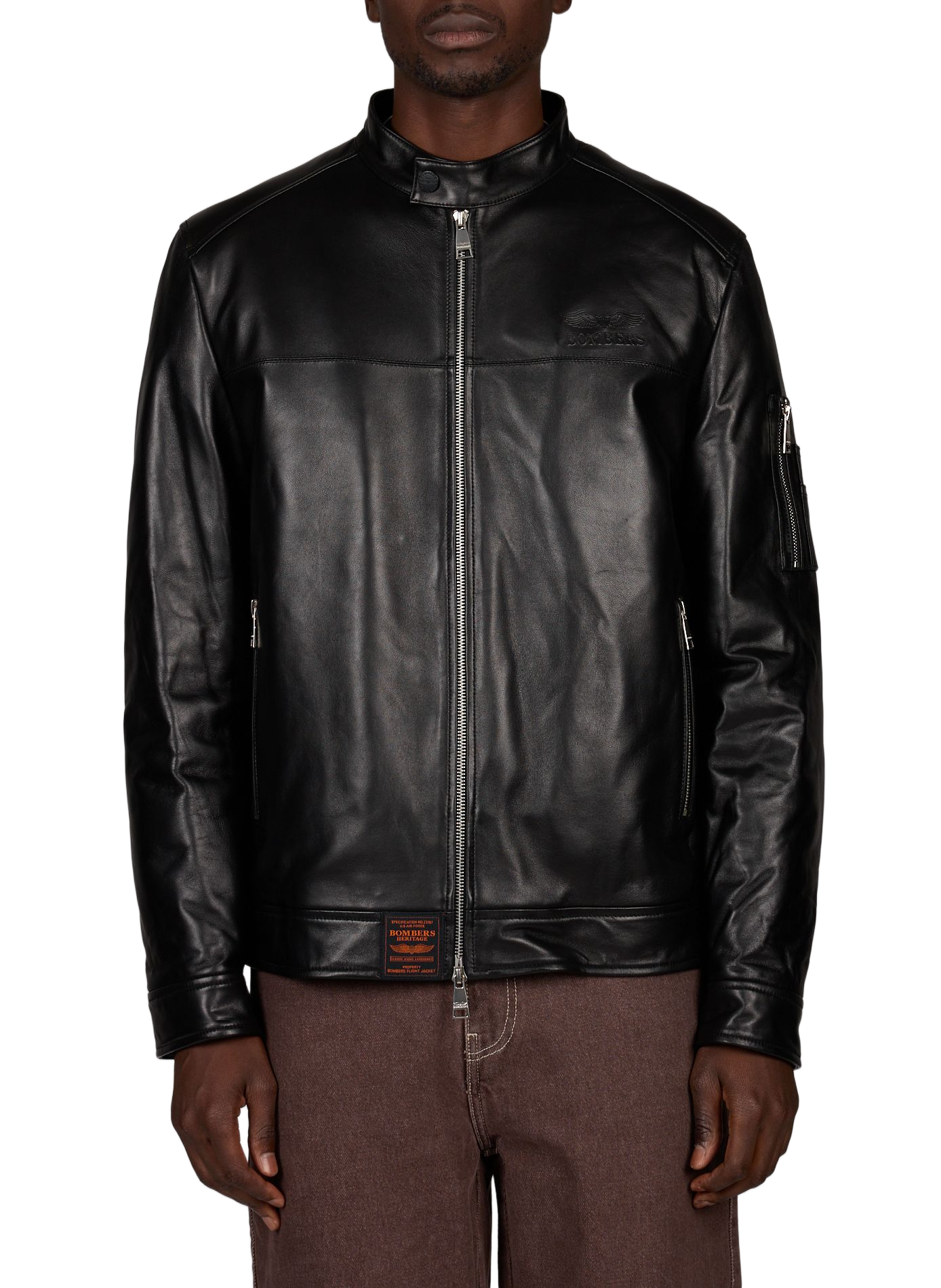 Blouson droit Blaketon en cuir  BOMBERS ORIGINAL Noir