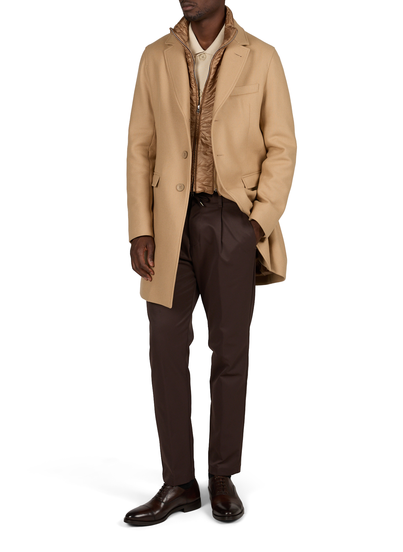 Coat with blended wool lining HERNO Brown
