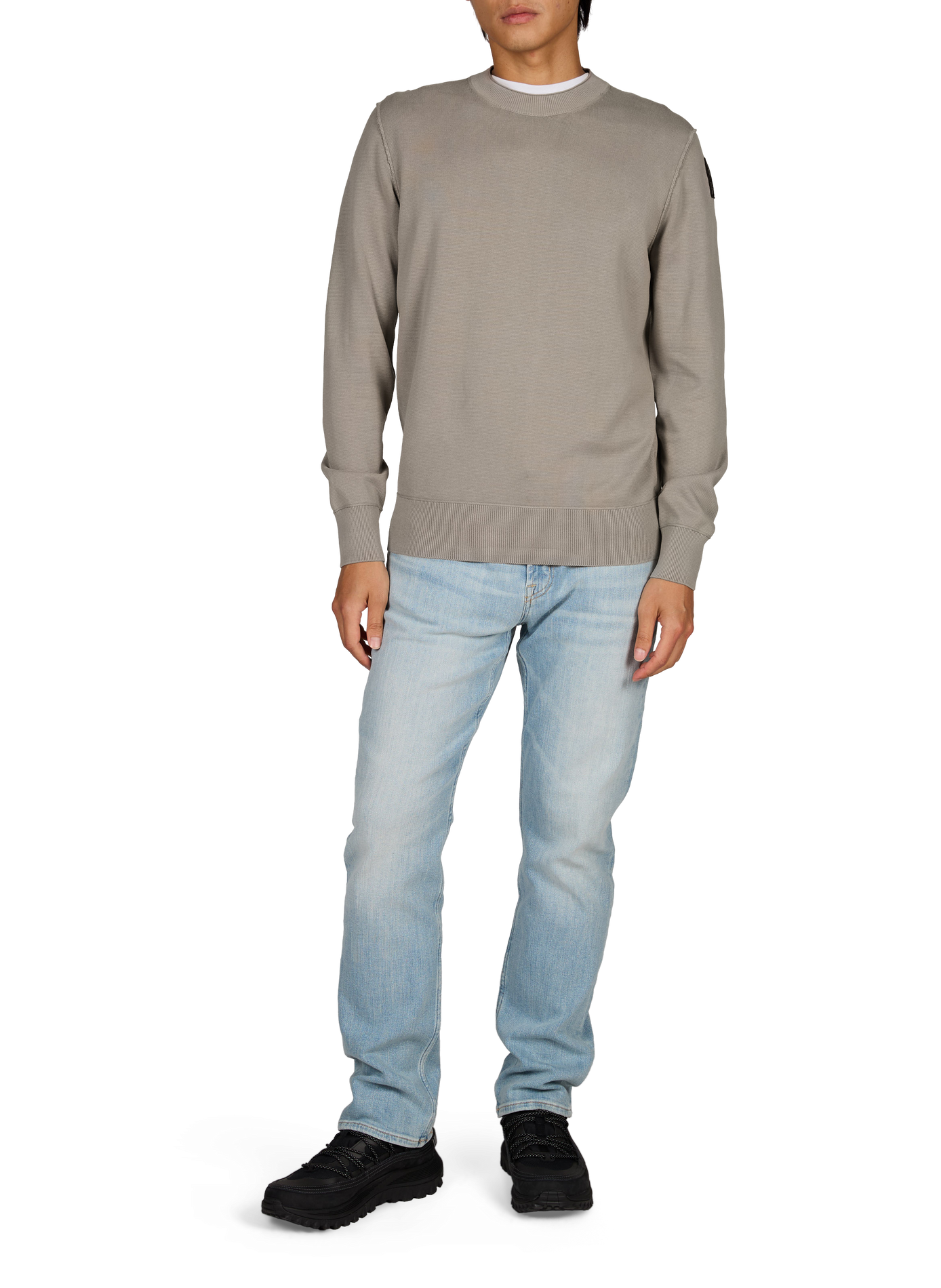 Straight round neck sweater in blended cotton PARAJUMPERS Grey