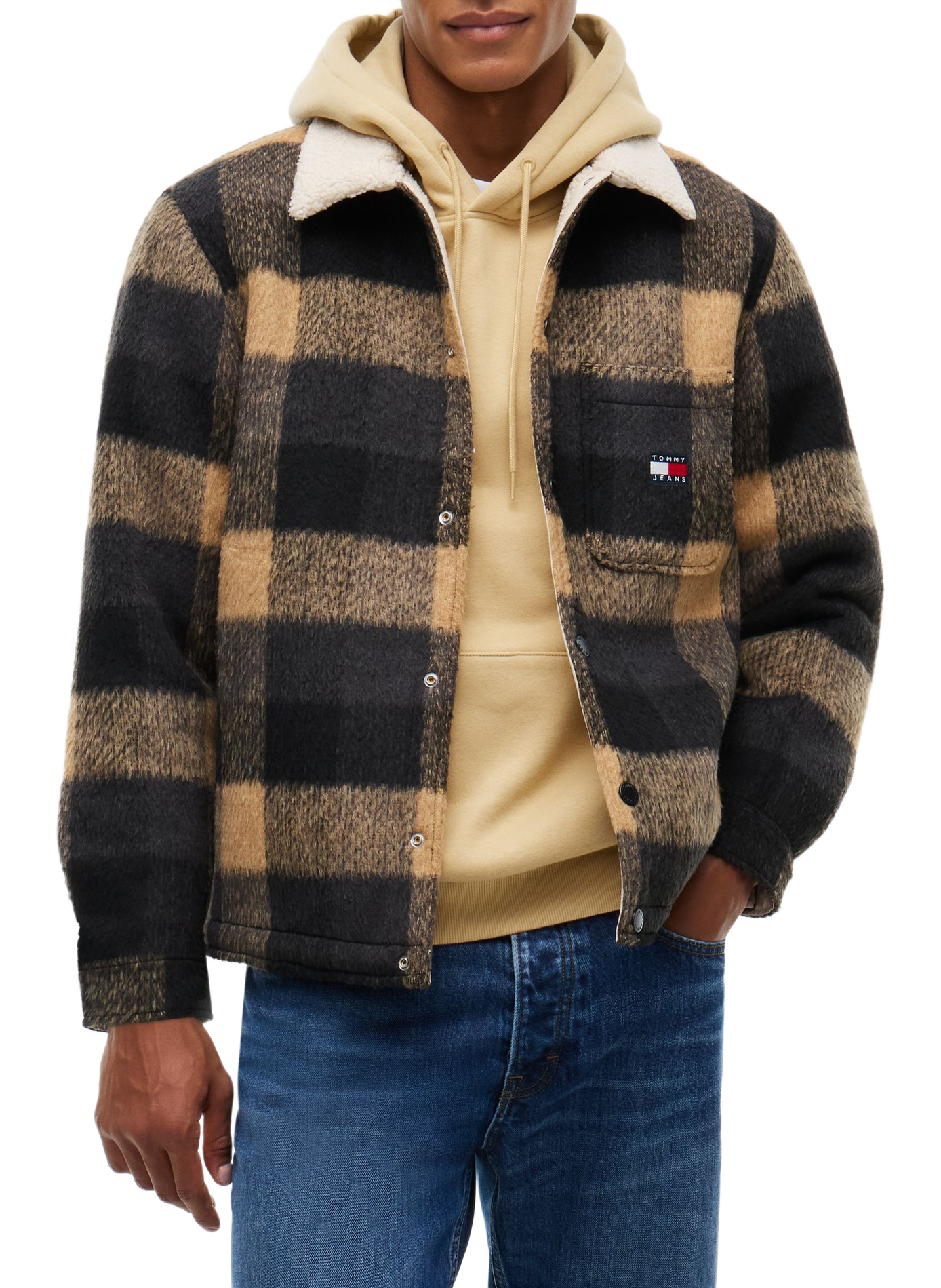 Surchemise oversize en flanelle brosée TOMMY HILFIGER Noir