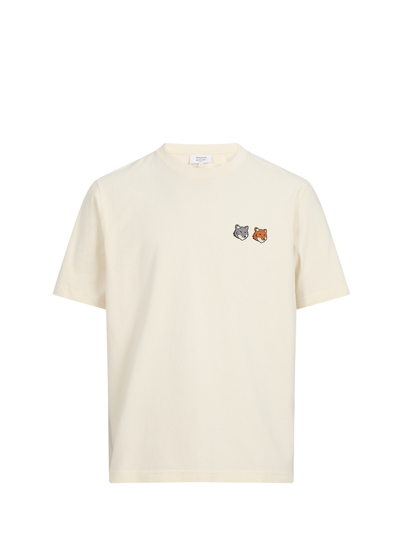 Gerade geschnittenes T-Shirt mit Rundhalsausschnitt und Stickerei MAISON KITSUNÉ Beige